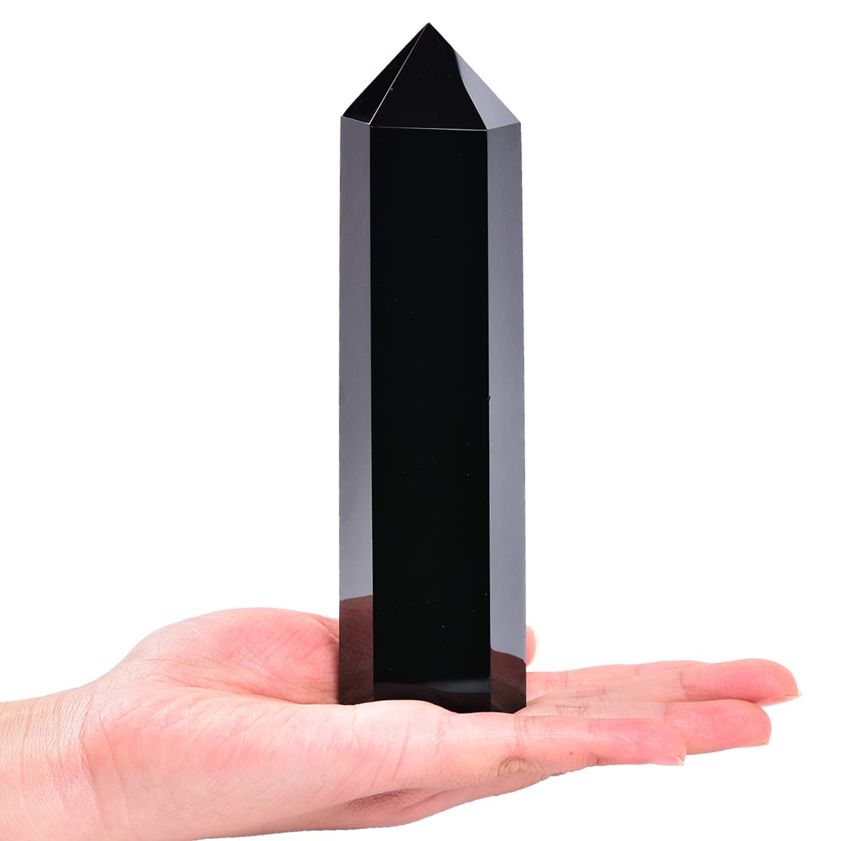 MOGEMT obélisque obsidienne noire grande pointe pour centrer l'énergie