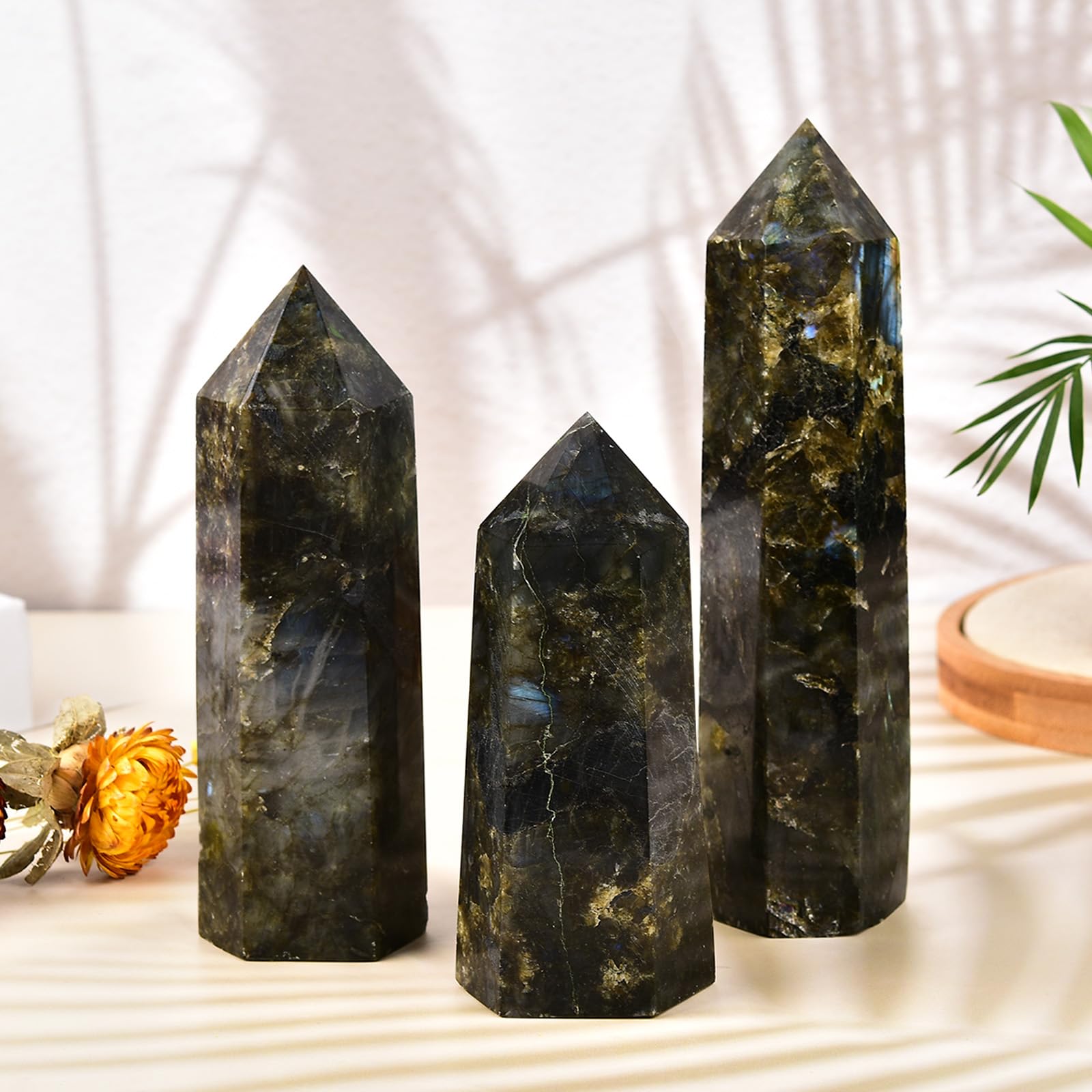 MOGEMT pierre labradorite énergie et protection, idéal pour l’autel et le Reiki.