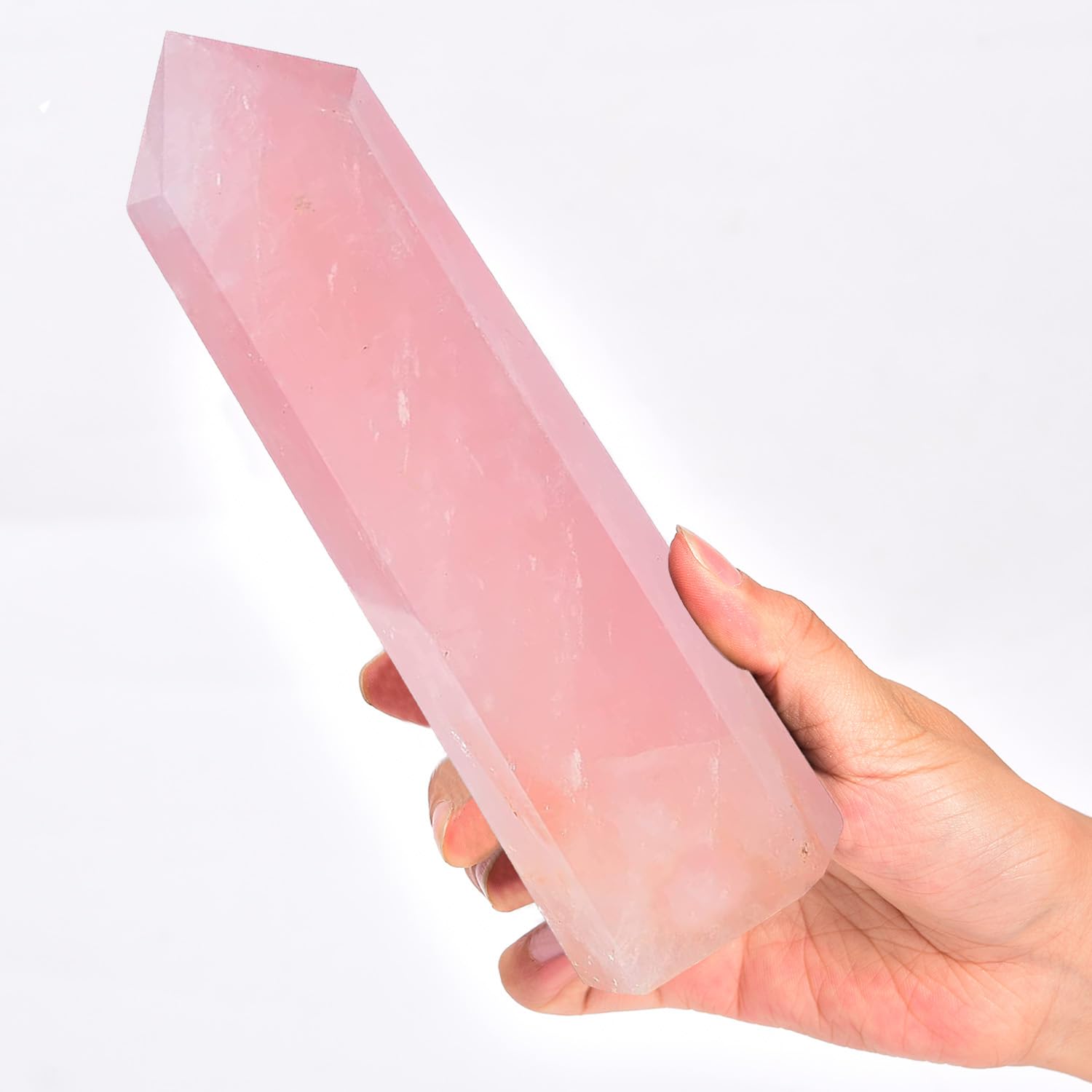 MOGEMT obélisque grand en quartz rose pour méditation et énergie équilibrante
