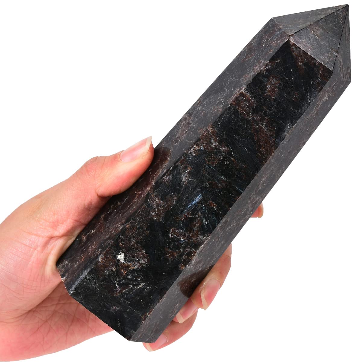 MOGEMT tour cristal astrophyllite quartz 6 facettes pour méditation et énergie