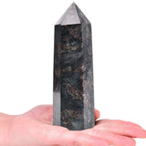 MOGEMT tour cristal Astrophyllite Quartz, 6 facettes, idéale pour méditation et concentration