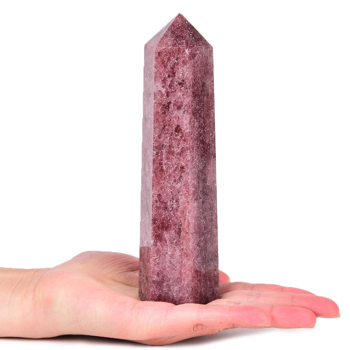 MOGEMT tour cristal fraise grande, utile pour méditation et décoration zen.