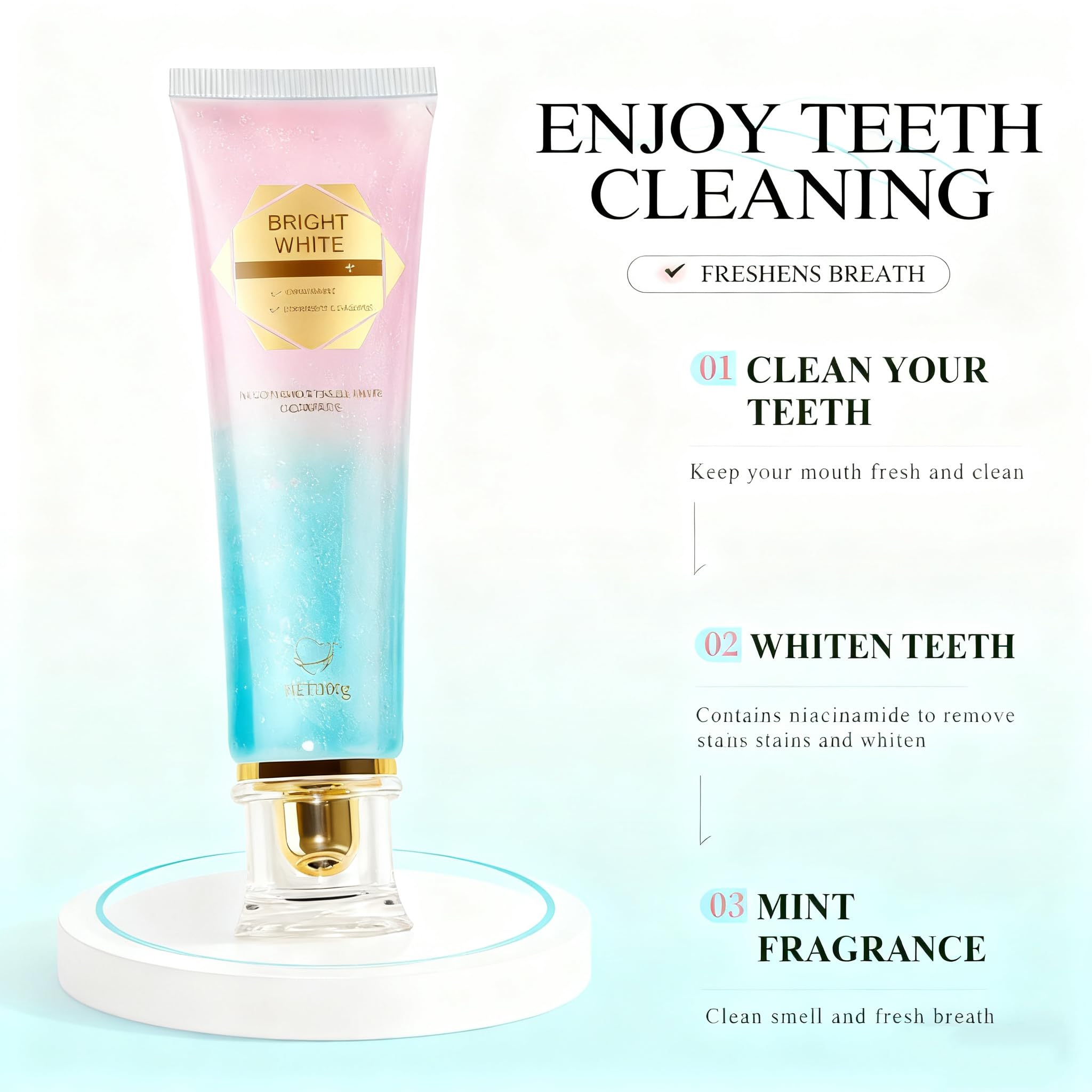 MoJinYuPm Niacinamide dentifrice fraîcheur menthe durable après chaque brossage.