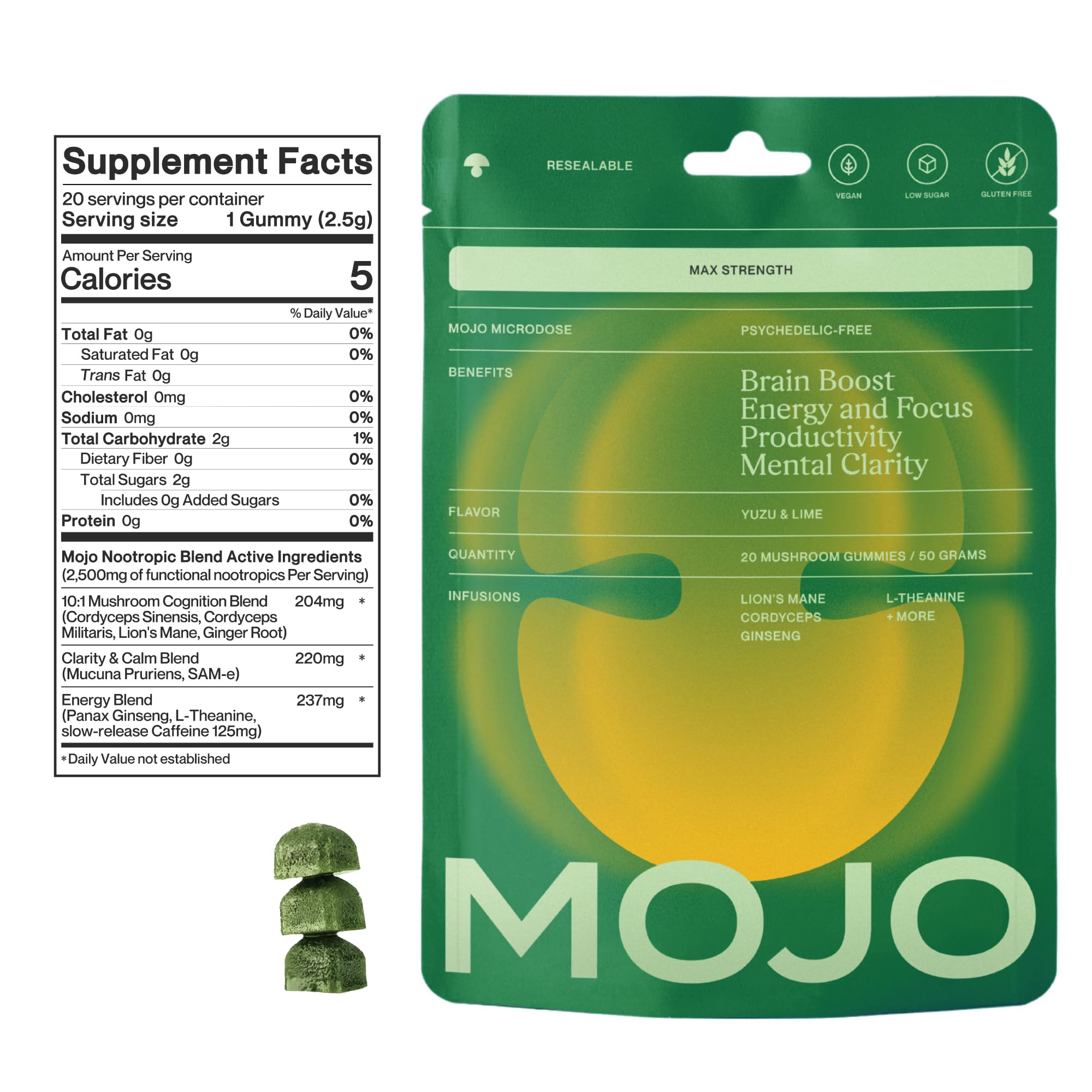 Ingrédients transparents et sourcing responsable Mojo Focus.