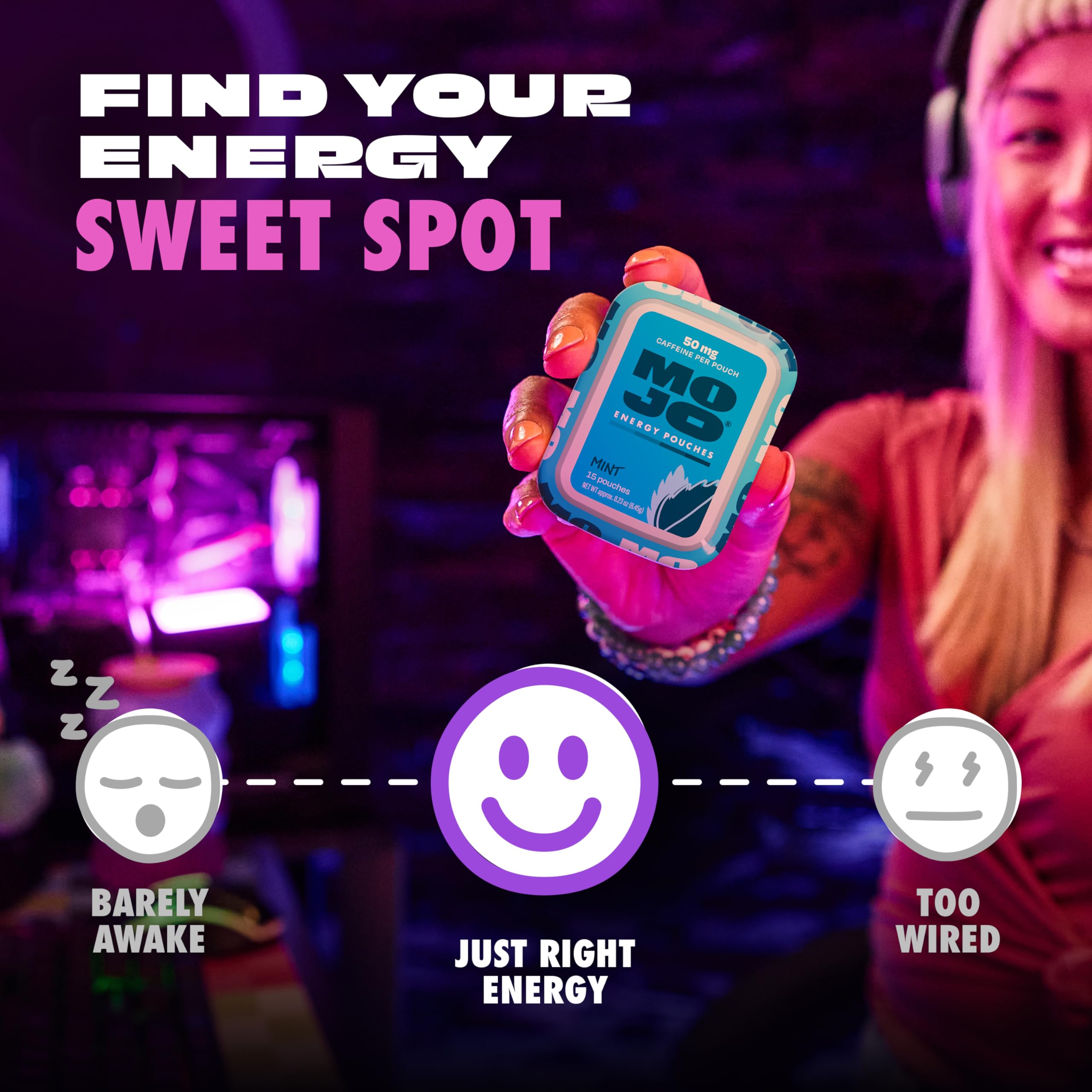 MOJO Energy Pouches – absorption buccale rapide pour concentration.