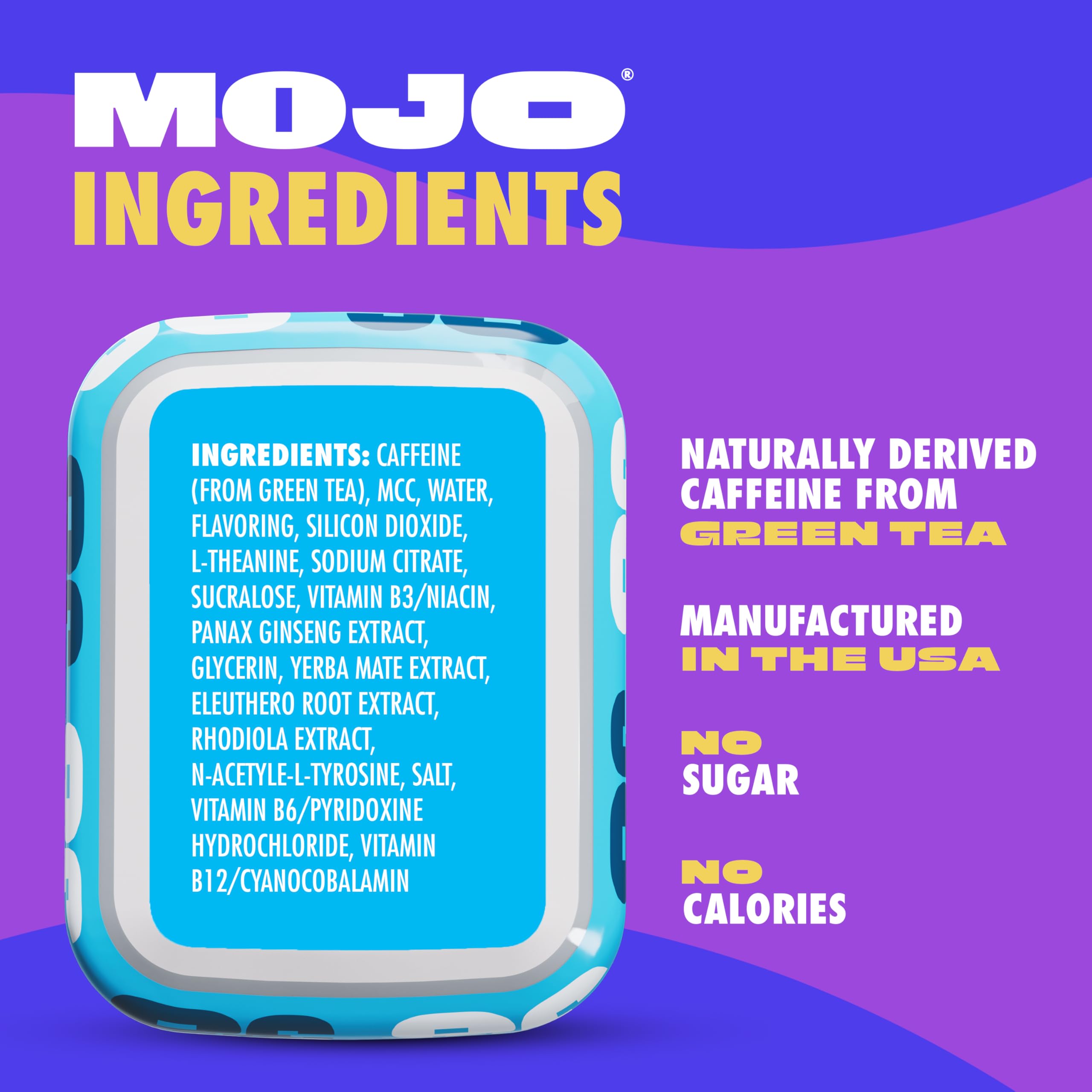 MOJO Energy Pouches – arôme menthe rafraîchissant et énergie soutenue.