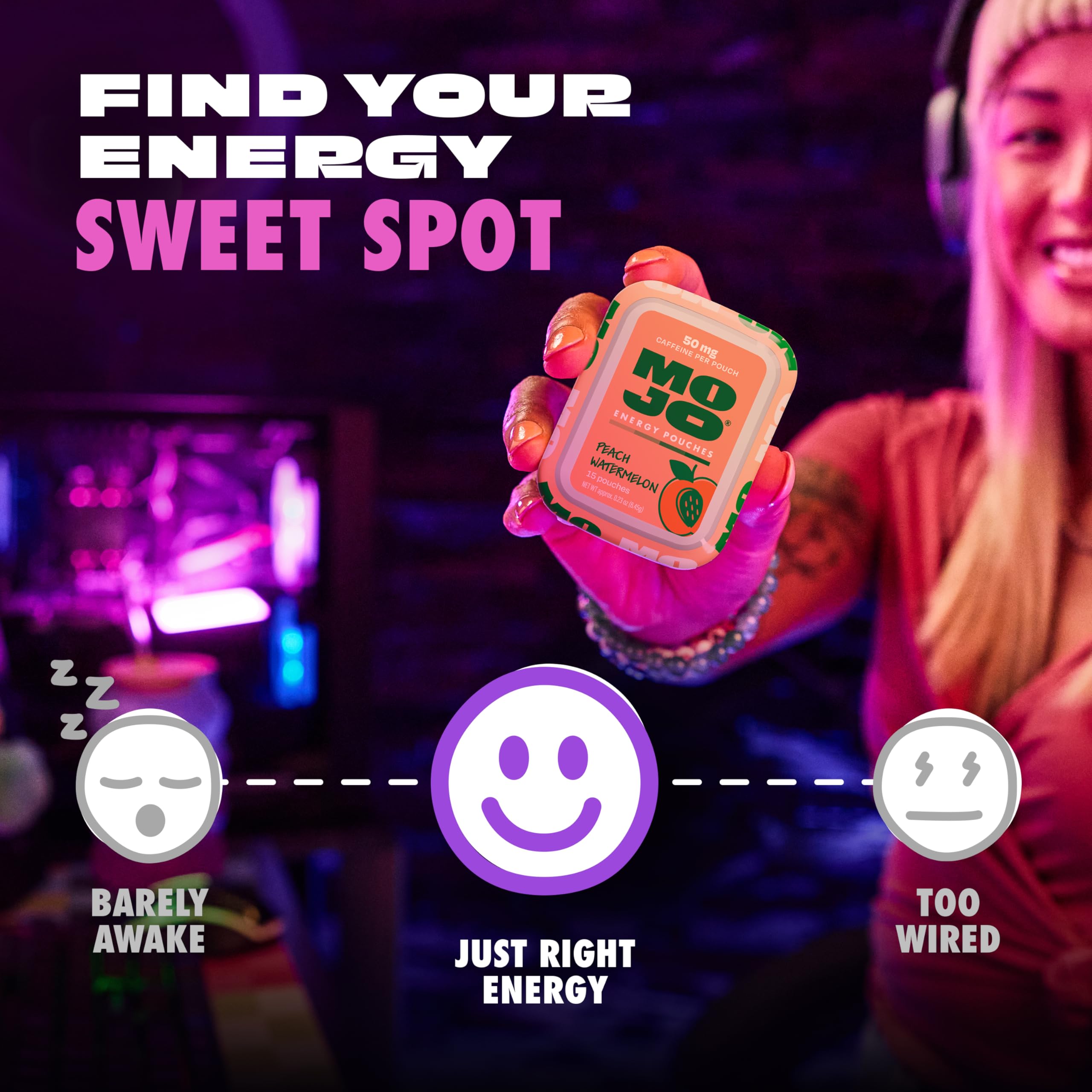 MOJO Energy Pouches mélange vitamine B et ginseng pour énergie potentielle