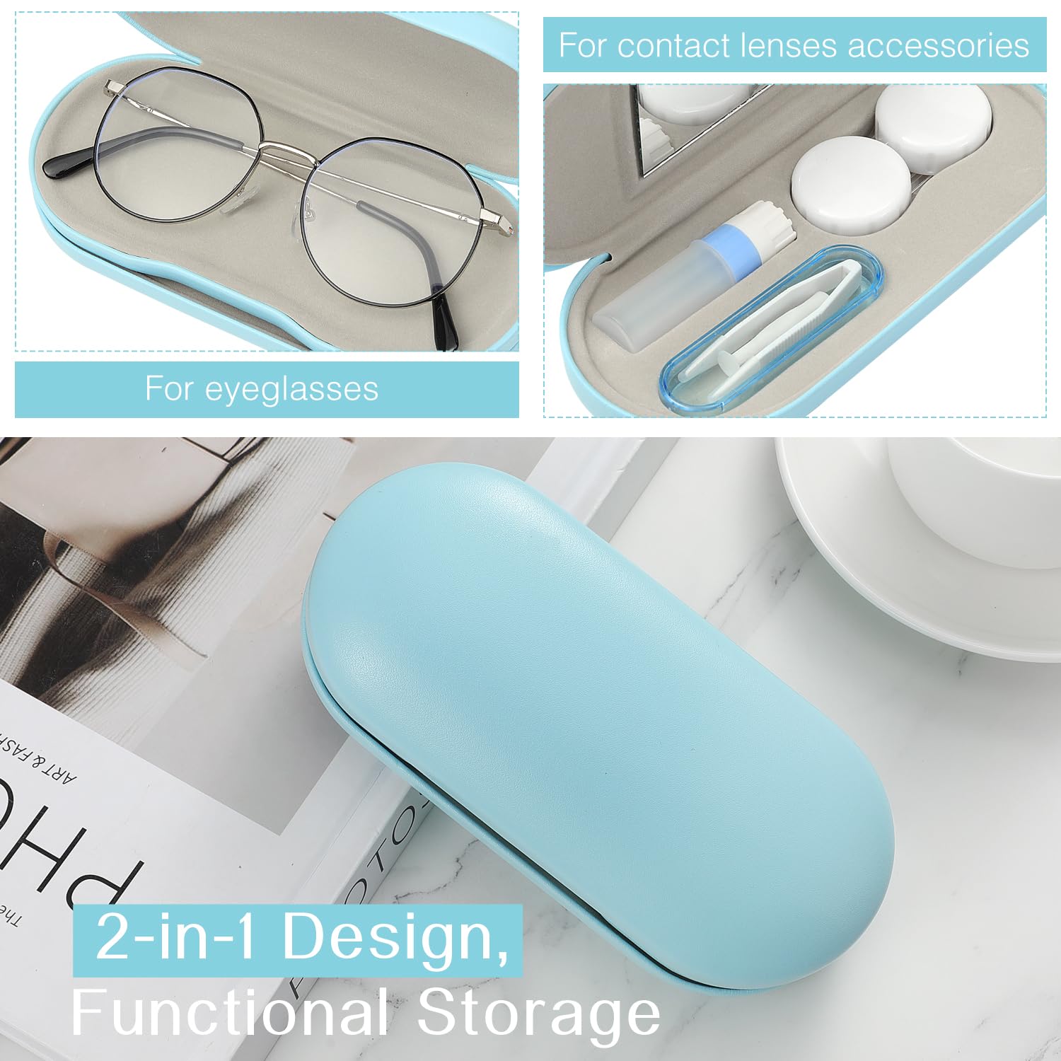 MoKo étui lunettes 2-en-1 avec miroir intégré, accès rapide.