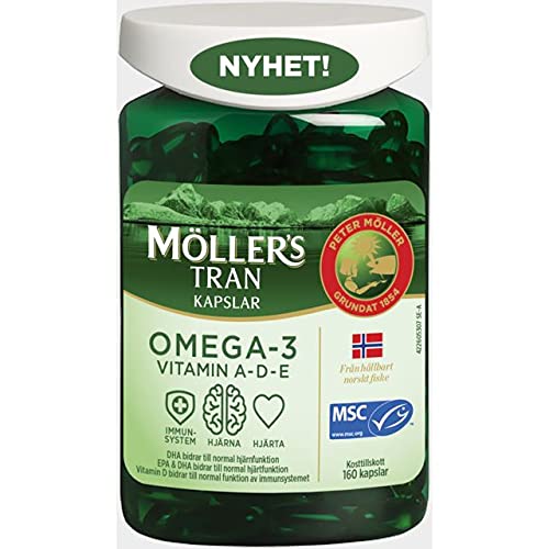 MÖLLER'S Omega-3 Capsules : bouteille, soutien quotidien du bien-être général via EPA et DHA