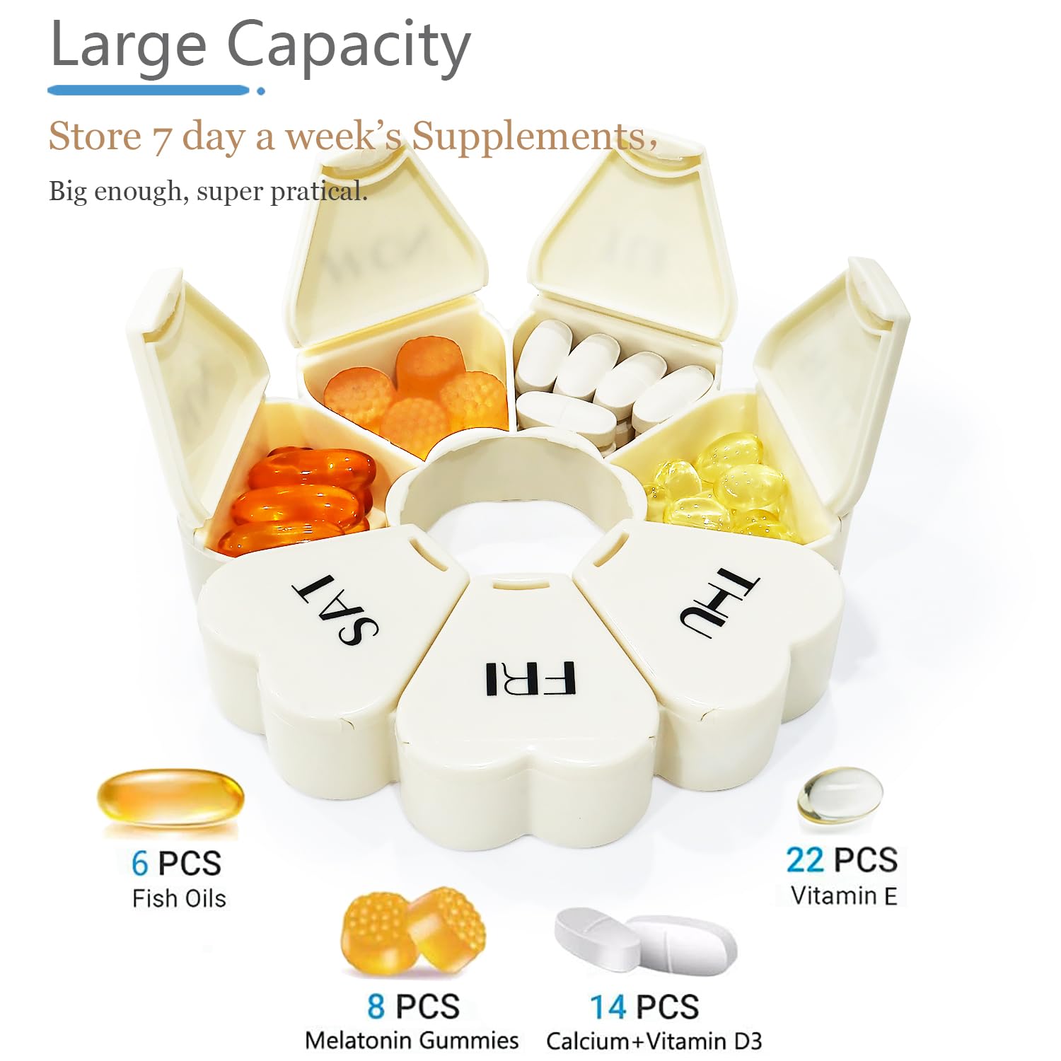 MOLN HYMY voyage compact, organiseur portable pour pilules et compléments.