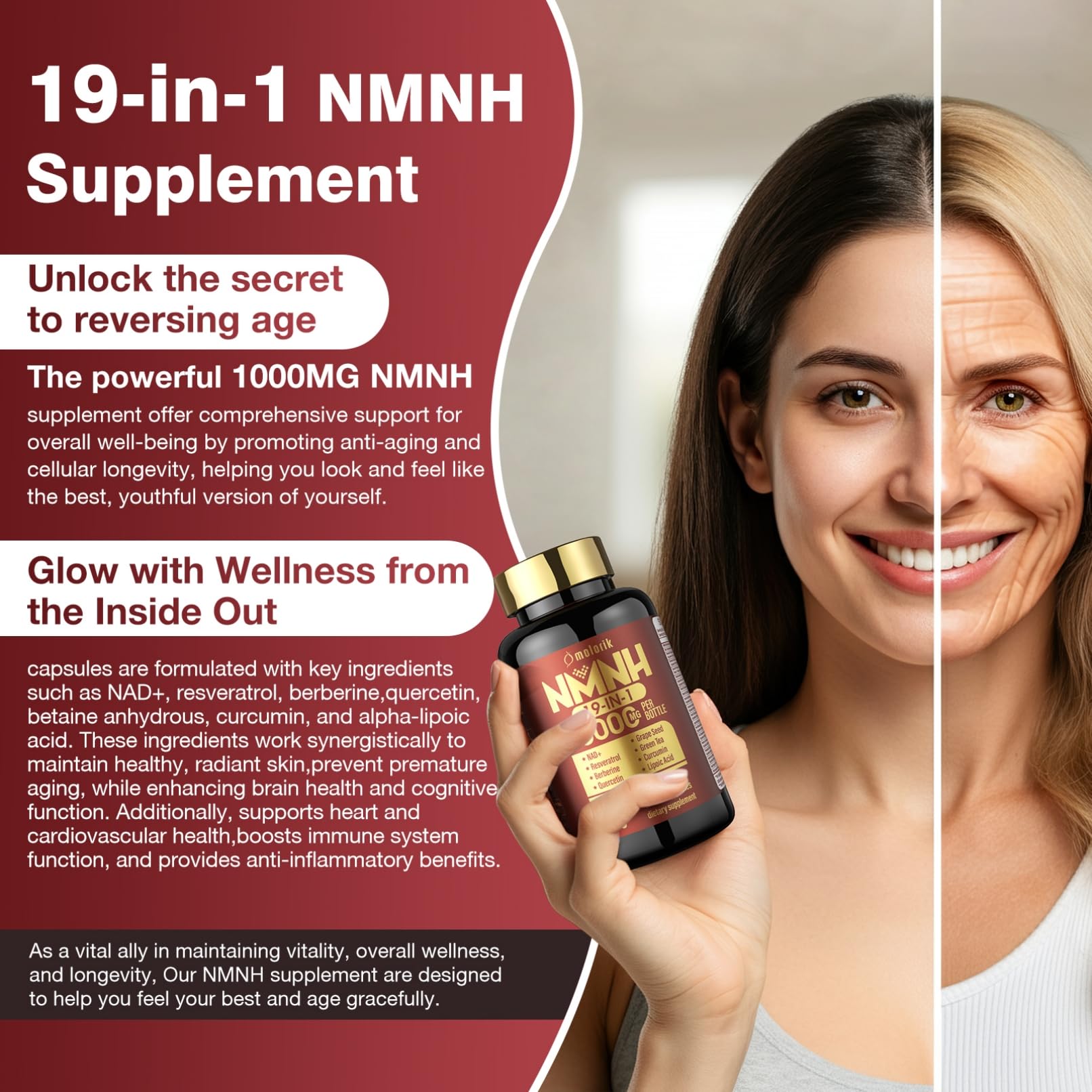 Molorik Pure NMNH Absorption optimisée – meilleure absorption grâce au poivre noir.