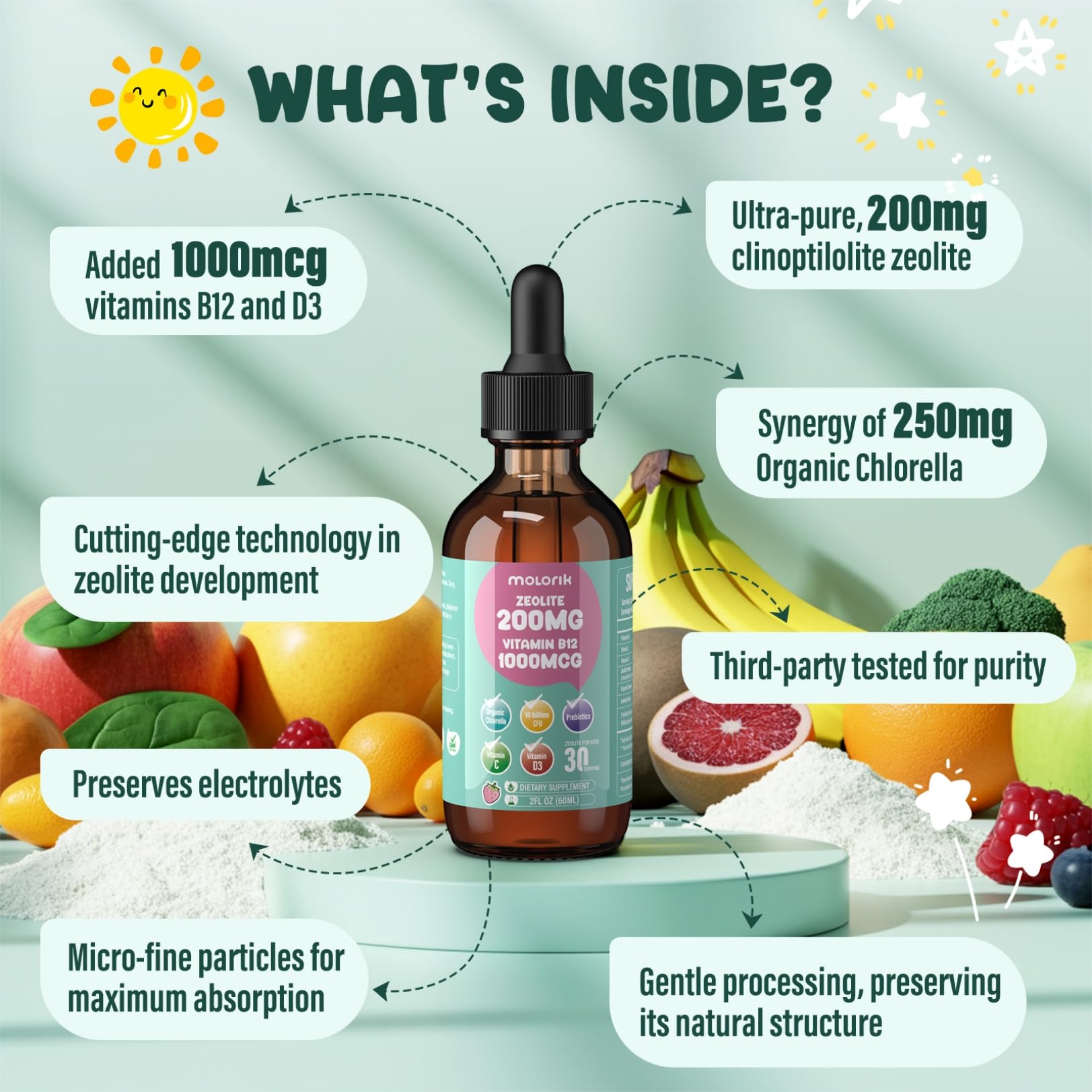 Molorik Pure Zeolite: contenu adapte enfants et adultes pour usage familial