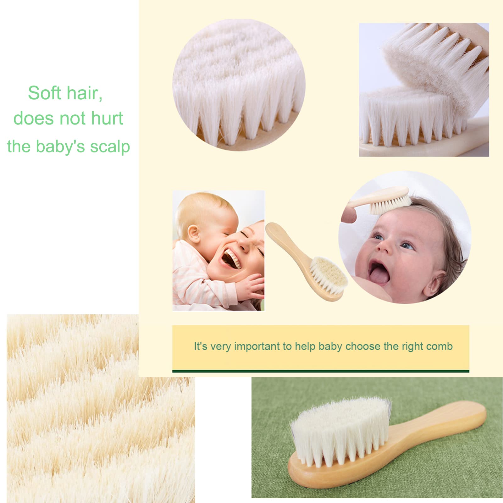 Massage de la tête du bébé avec la brosse Molylove, douceur rassurante.