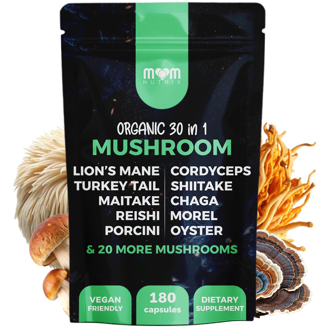 Bouteille MOM NUTRIX 30 en 1 champignons biologique prête à l’emploi pour votre routine.