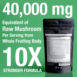 Extrait 20:1 concentré offrant 40 000 mg équivalents champignons par portion.