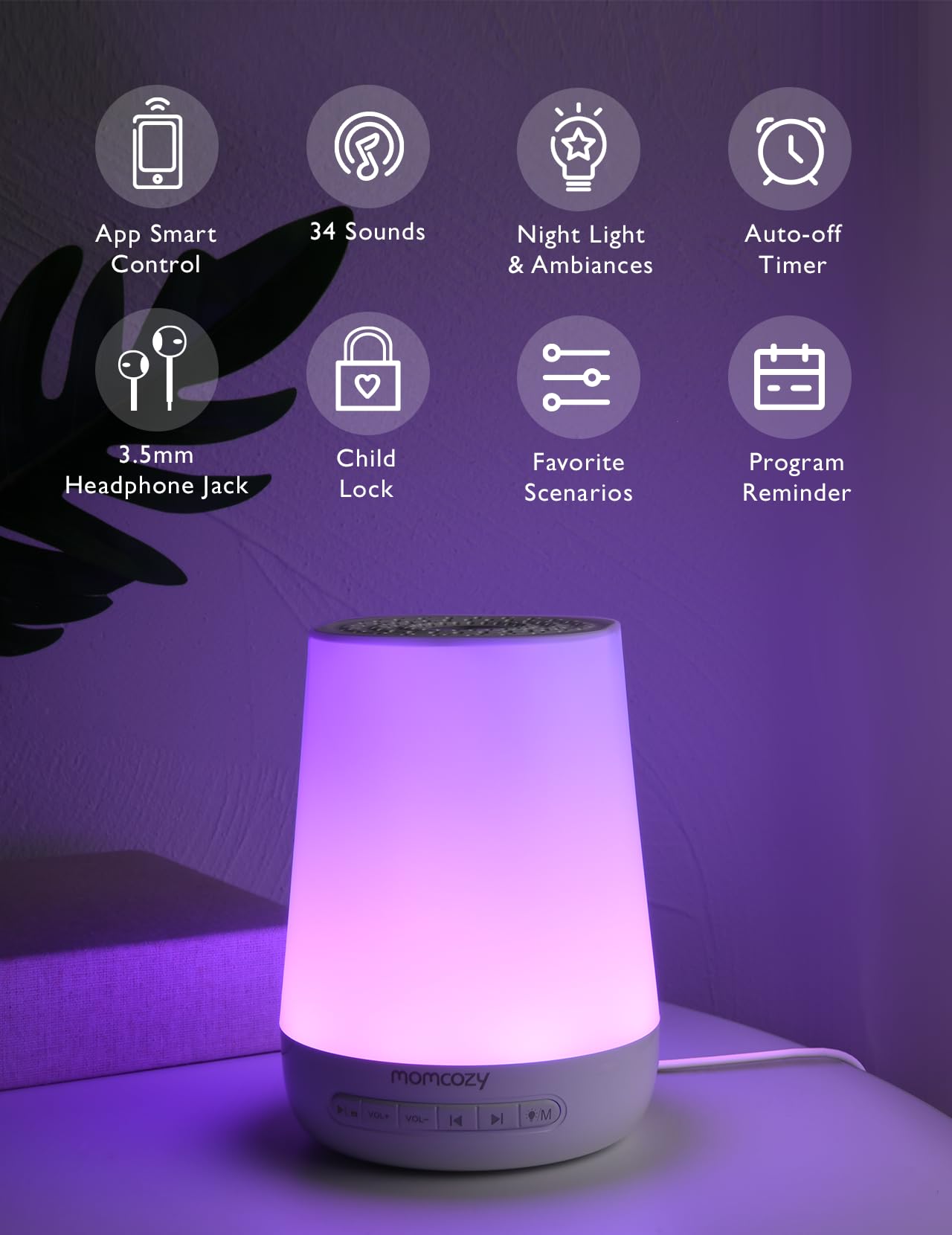 Momcozy machine à bruits pour bébé: bruits blancs pour masquer le bruit.
