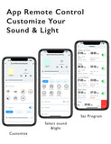 Momcozy machine à bruits compatible contrôle à distance via smartphone.