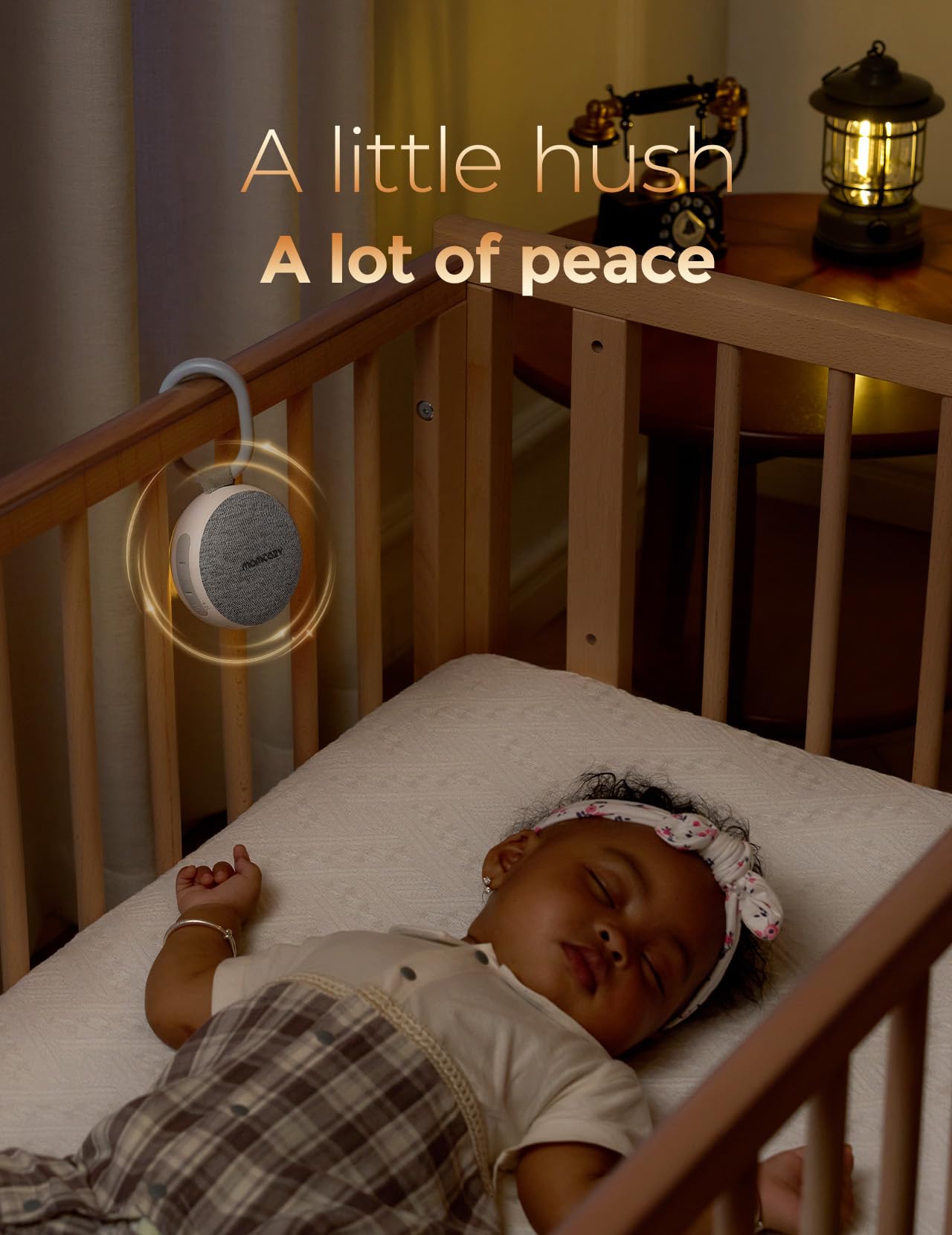 Clip pratique et anneau de suspension pour poussette et lit bébé.