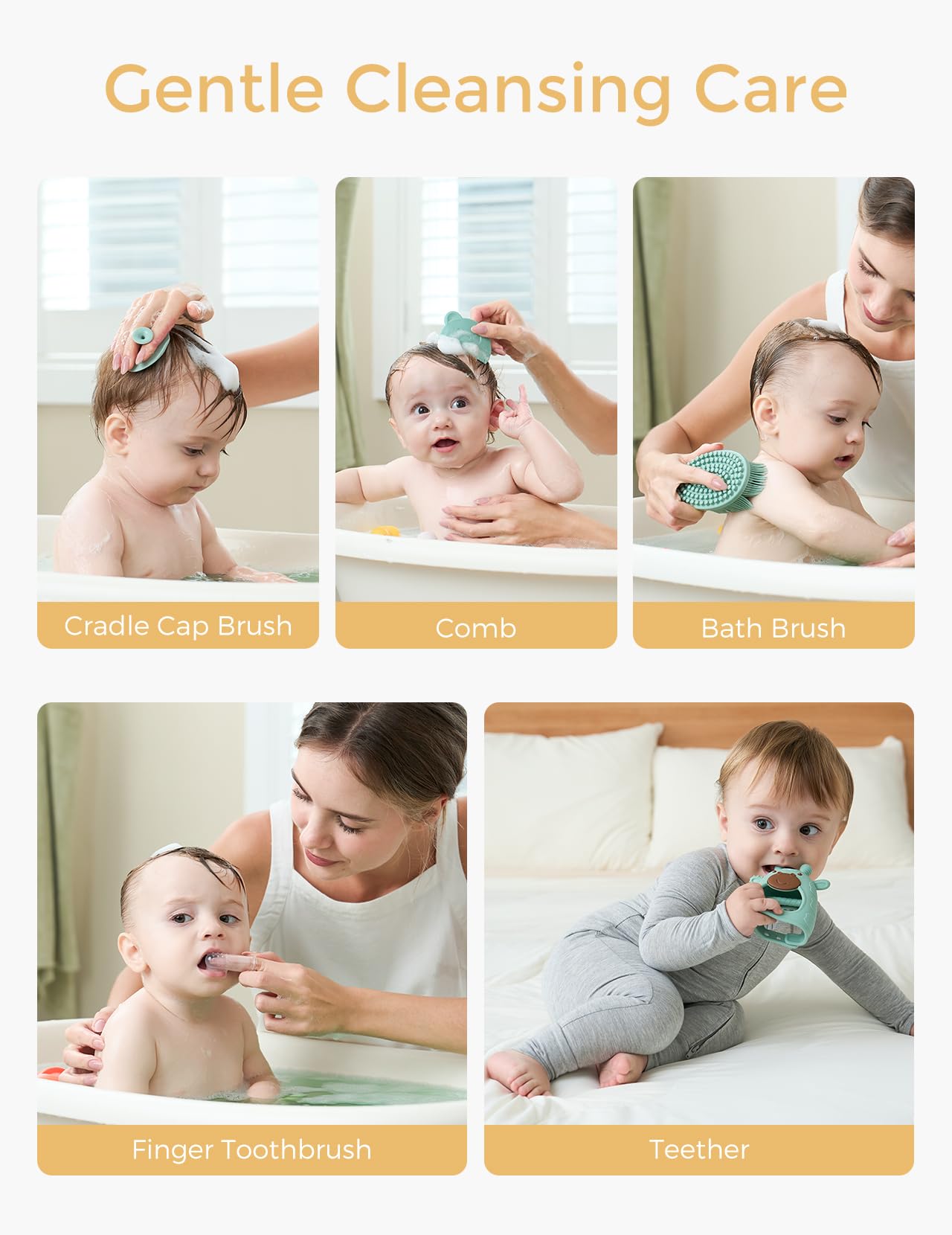 Momcozy brosse douche bébé, nettoyage en douceur