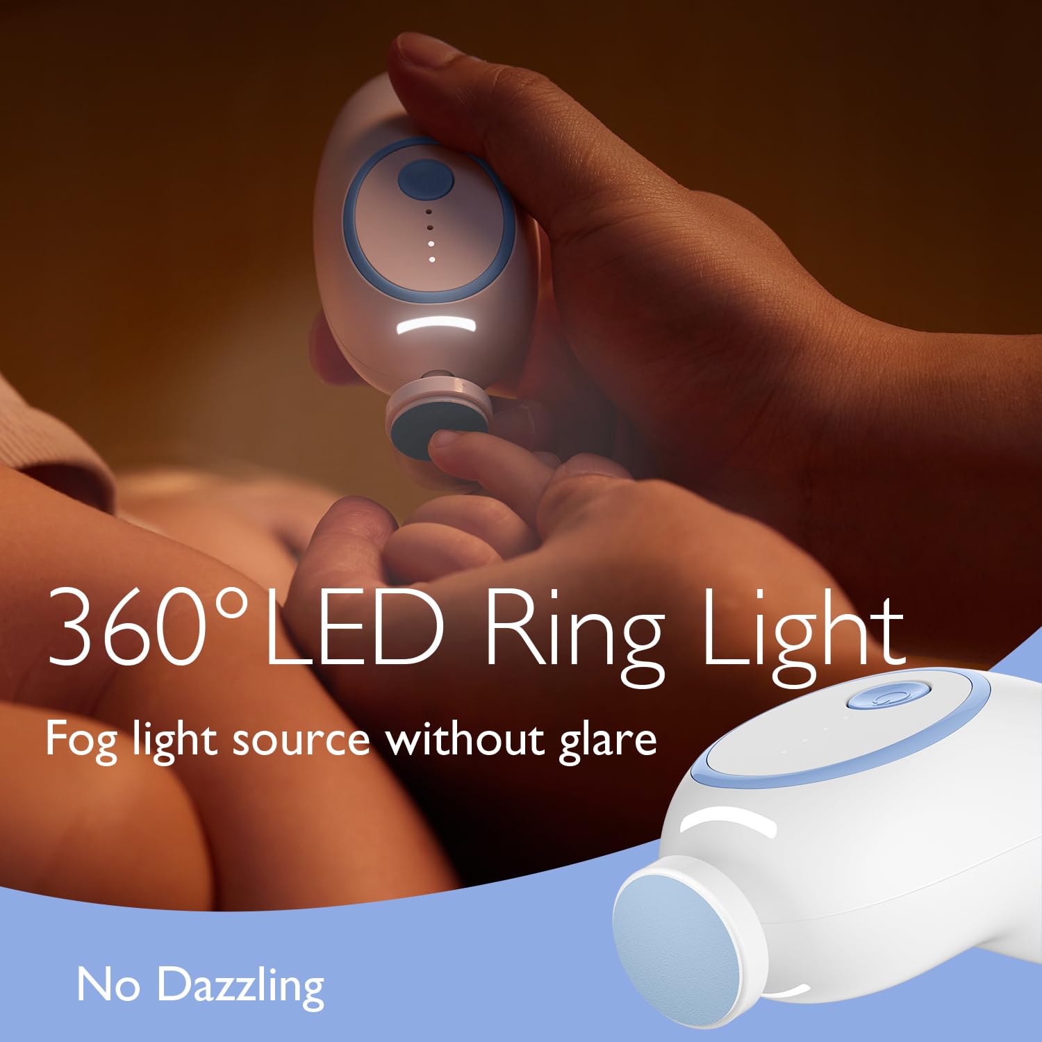  Momcozy lime-ongles bebe electrique bleue — luminère nocturne pratique.