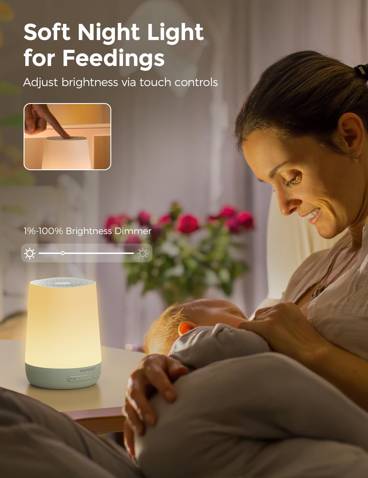 Momcozy minuterie intégrée pour planifier sommeil et réveil.