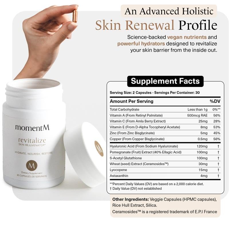 MomentM Revitalize : comprimés faciles à avaler, simplifie votre routine beauté.