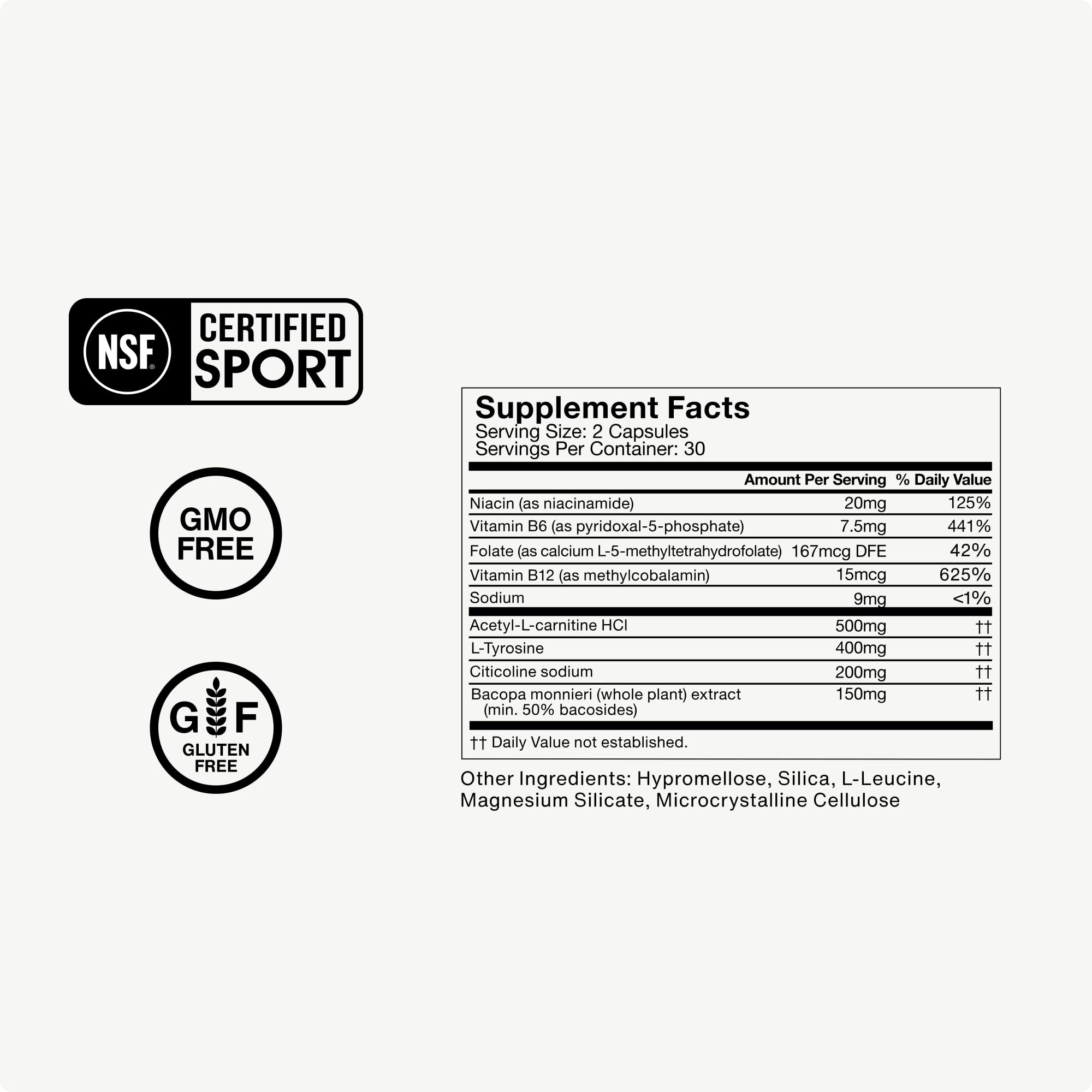 Momentous Brain Drive : flacon et capsules prêts à consommer.