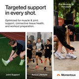 Goût orange mangue du Momentous Shot de collagène, texture légère et rafraîchissante.