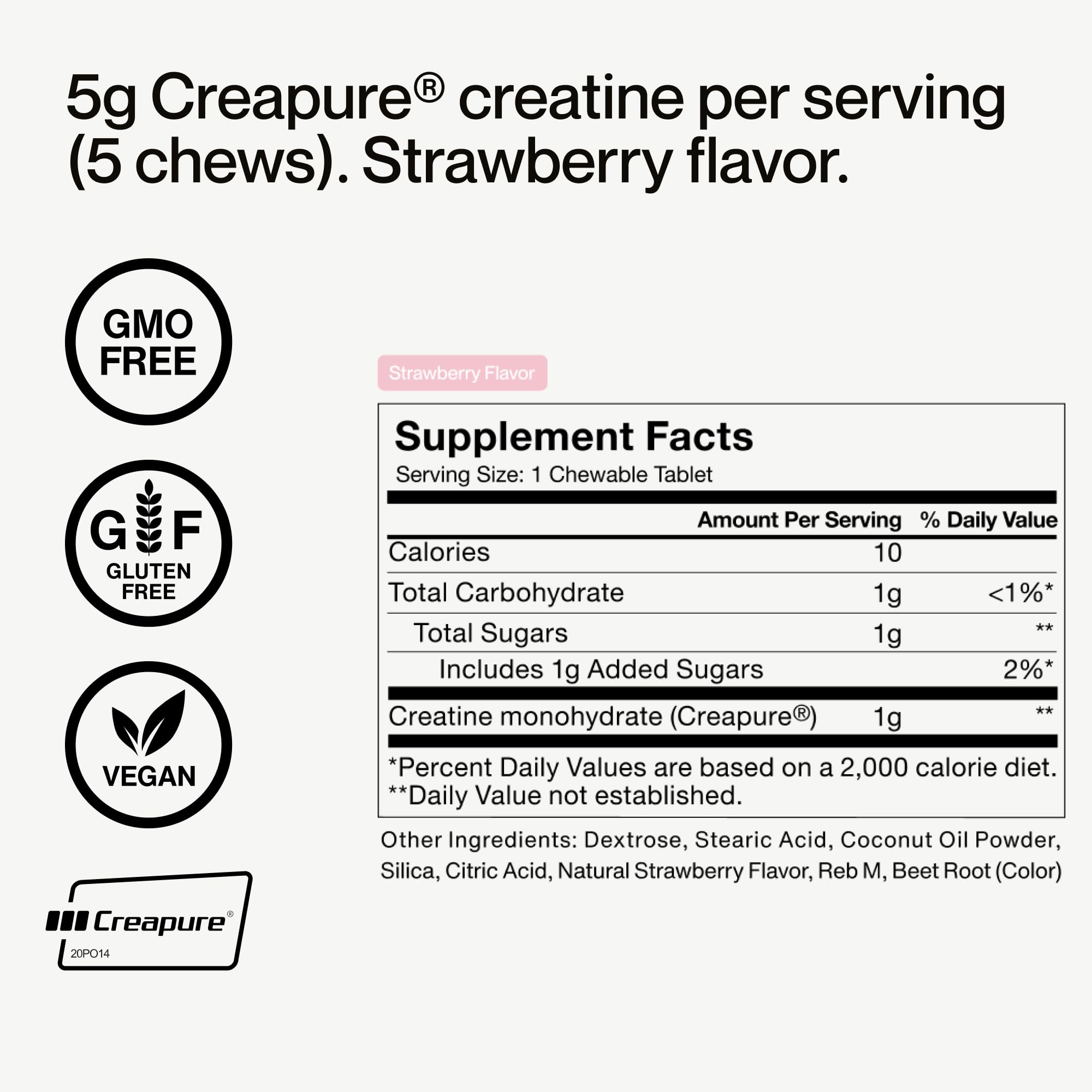 Momentous Creatine Chews – dose facile, énergie durable après séances.