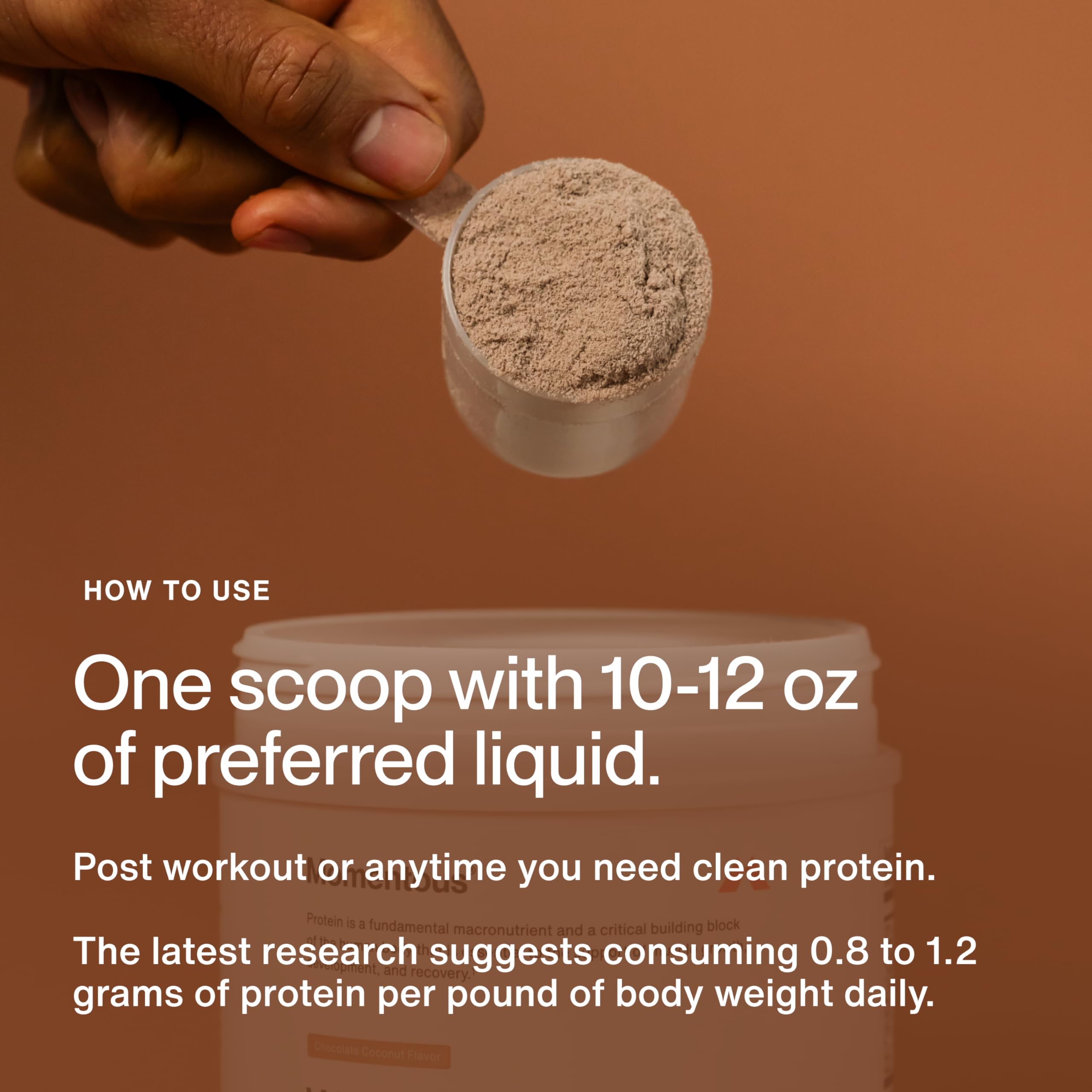 Momentous Essential Chocolat Coco, mélange rapide, digestion facilitée grâce à ProHydrolase.