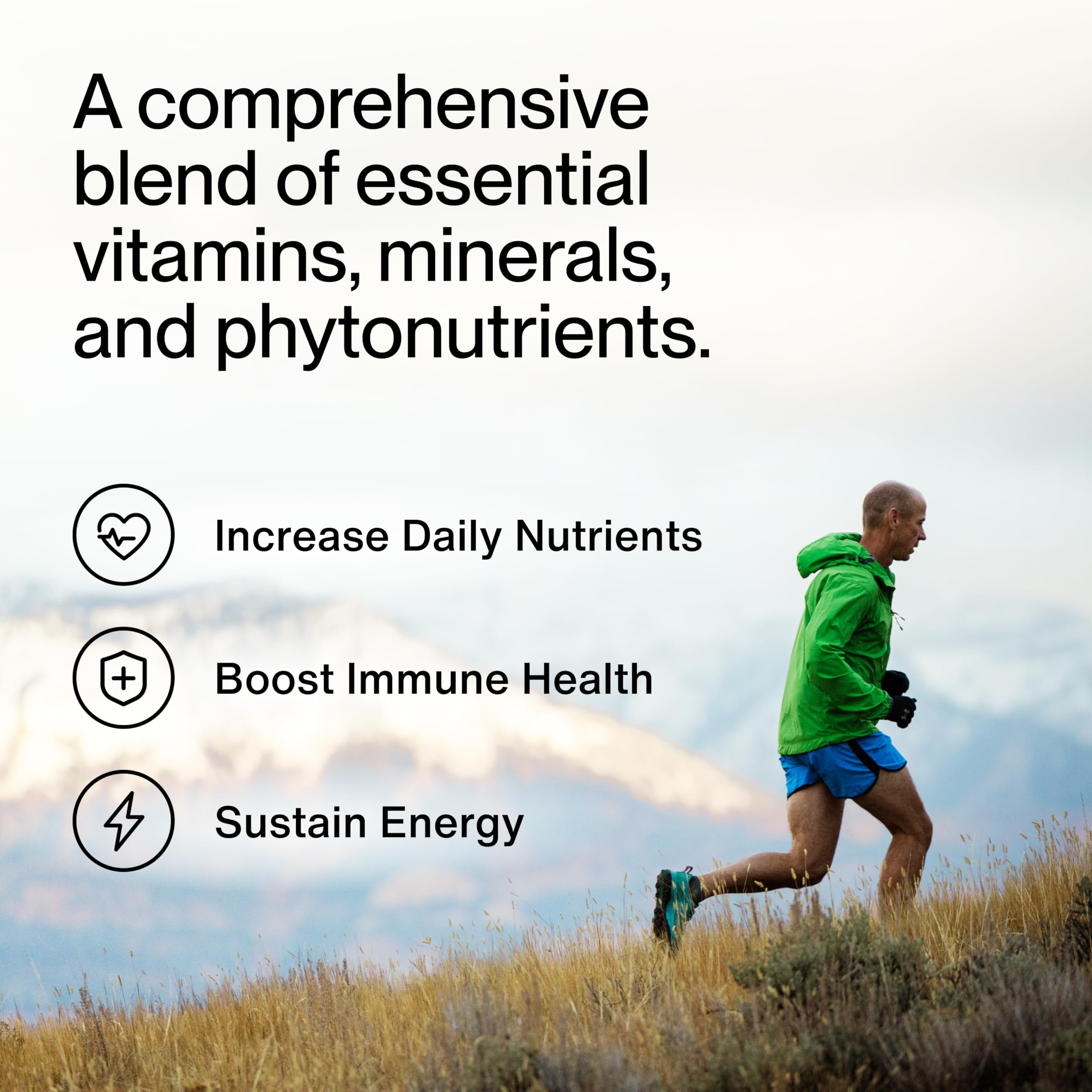 Momentous Essentiel Multivitamine – capsules empilées illustrant posologie flexible selon les besoins.