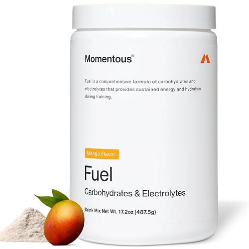 Momentous Fuel emballage mangue, pratique pour l'énergie durable pendant l'entraînement.