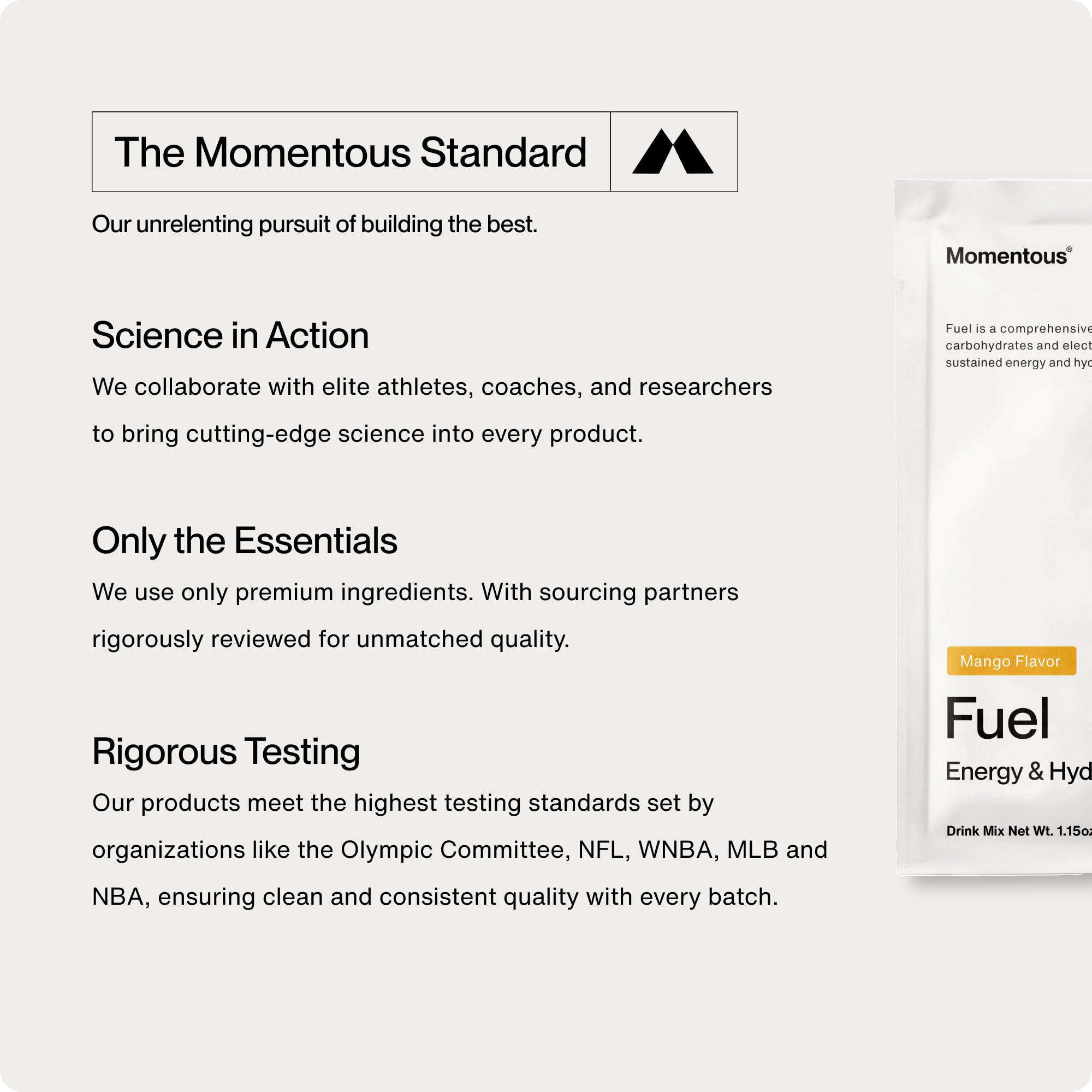 Momentous Fuel etiquette NSF sport: produit certifié pour le sport