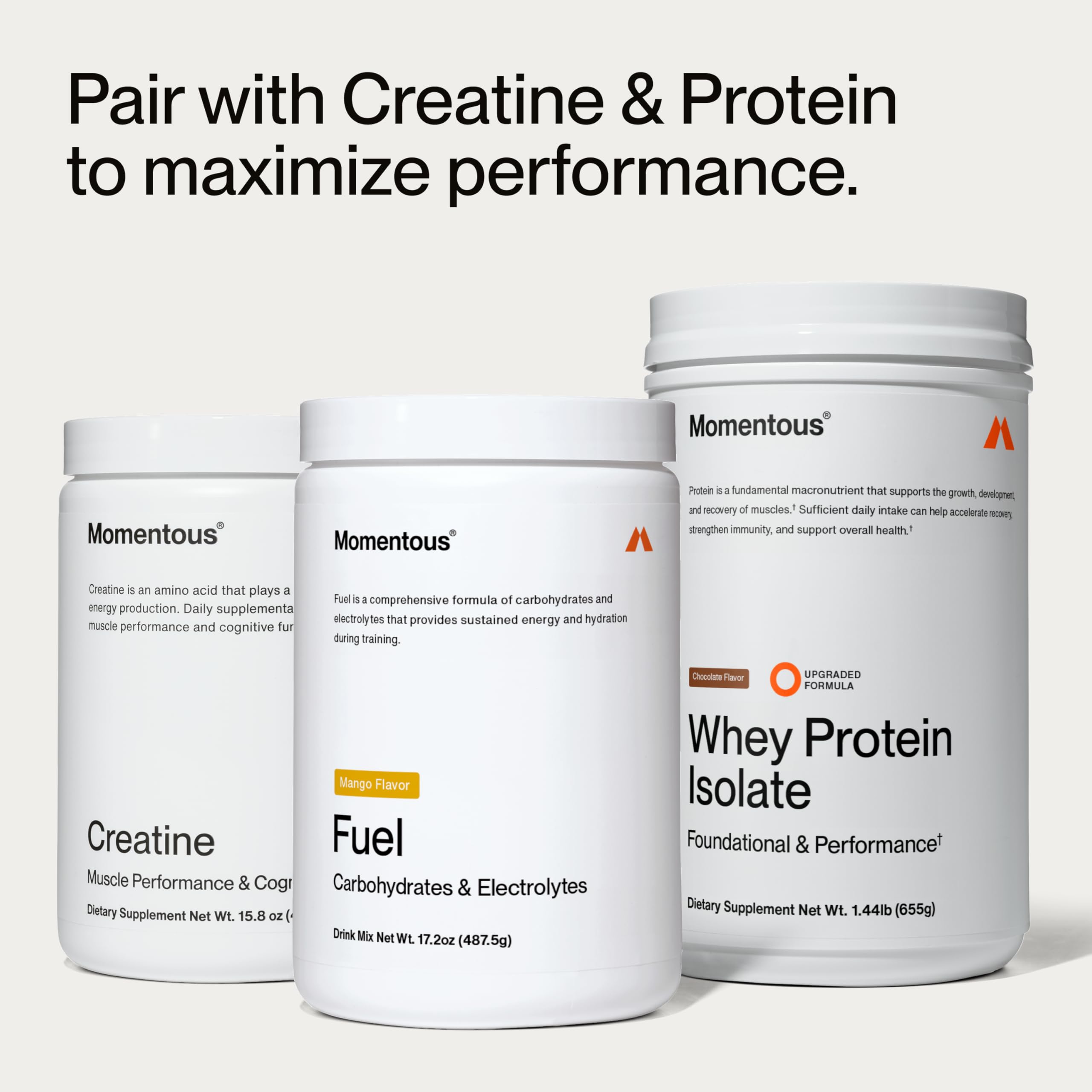 Momentous Fuel 15 portions pratiques pour doser avant l'effort.