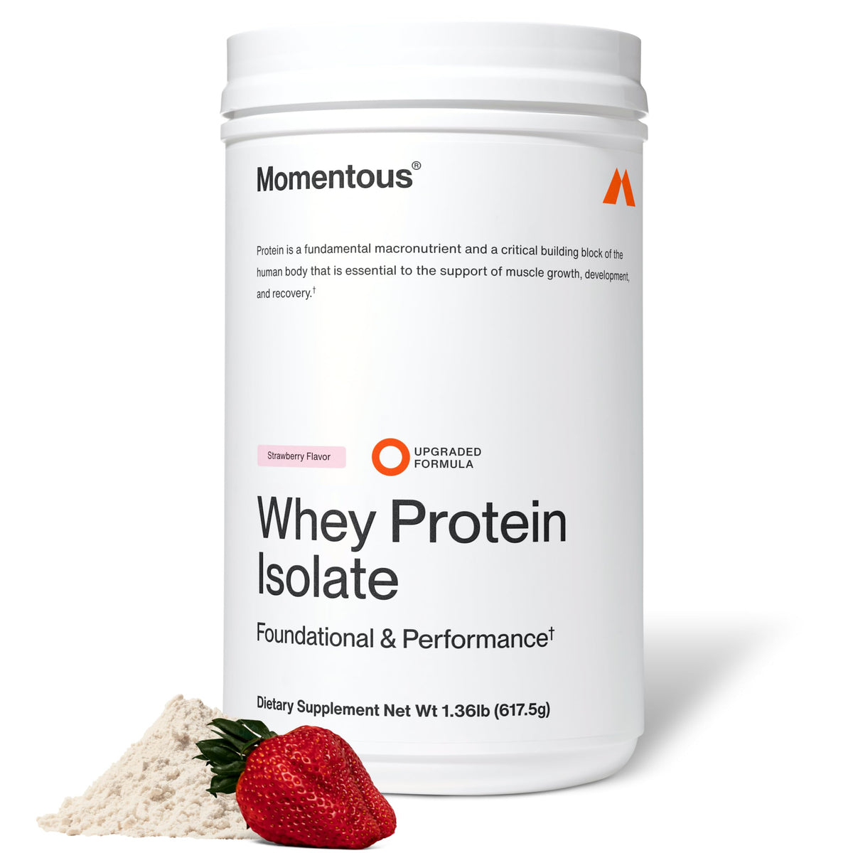 Momentous lactosérum isolat fraise en bouteille, soutien récupération après l’entraînement