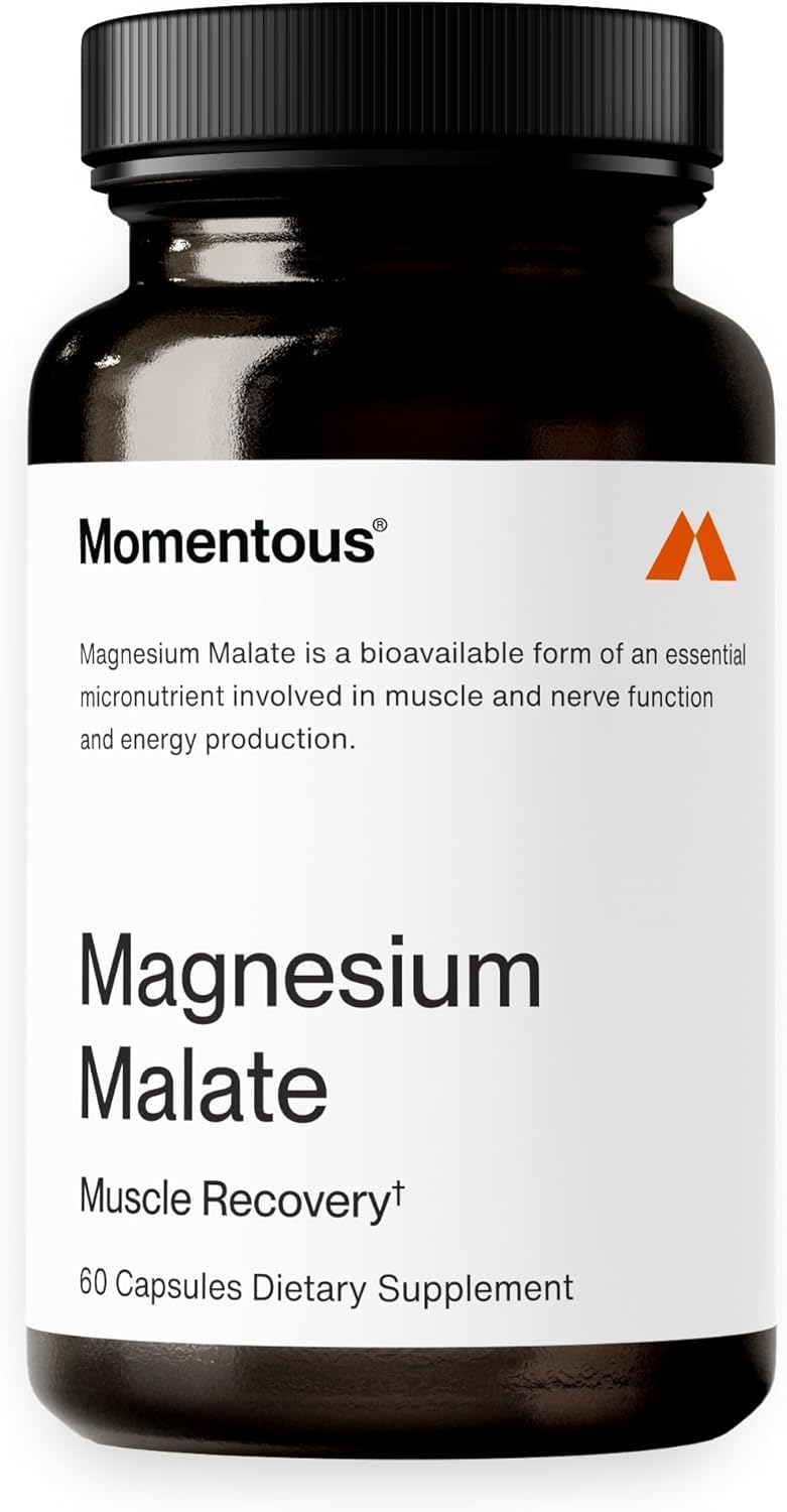 Momentous Magnésium Malate – bouteille 60 capsules, soutien énergie et performance musculaire.