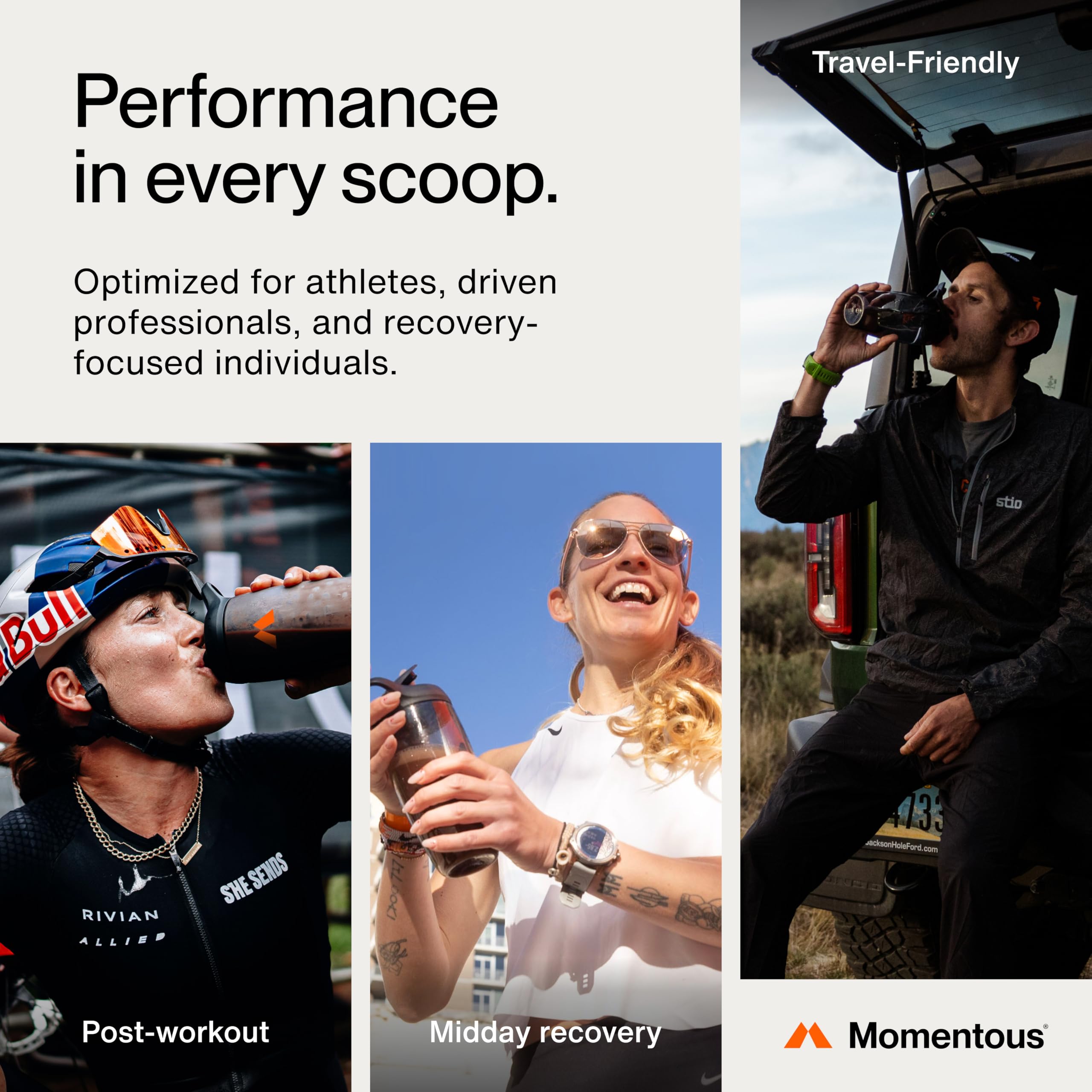 Momentous Poudre whey isolat au pâturage, saveur riche et naturelle.