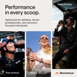 Momentous Poudre whey isolat au pâturage, saveur riche et naturelle.