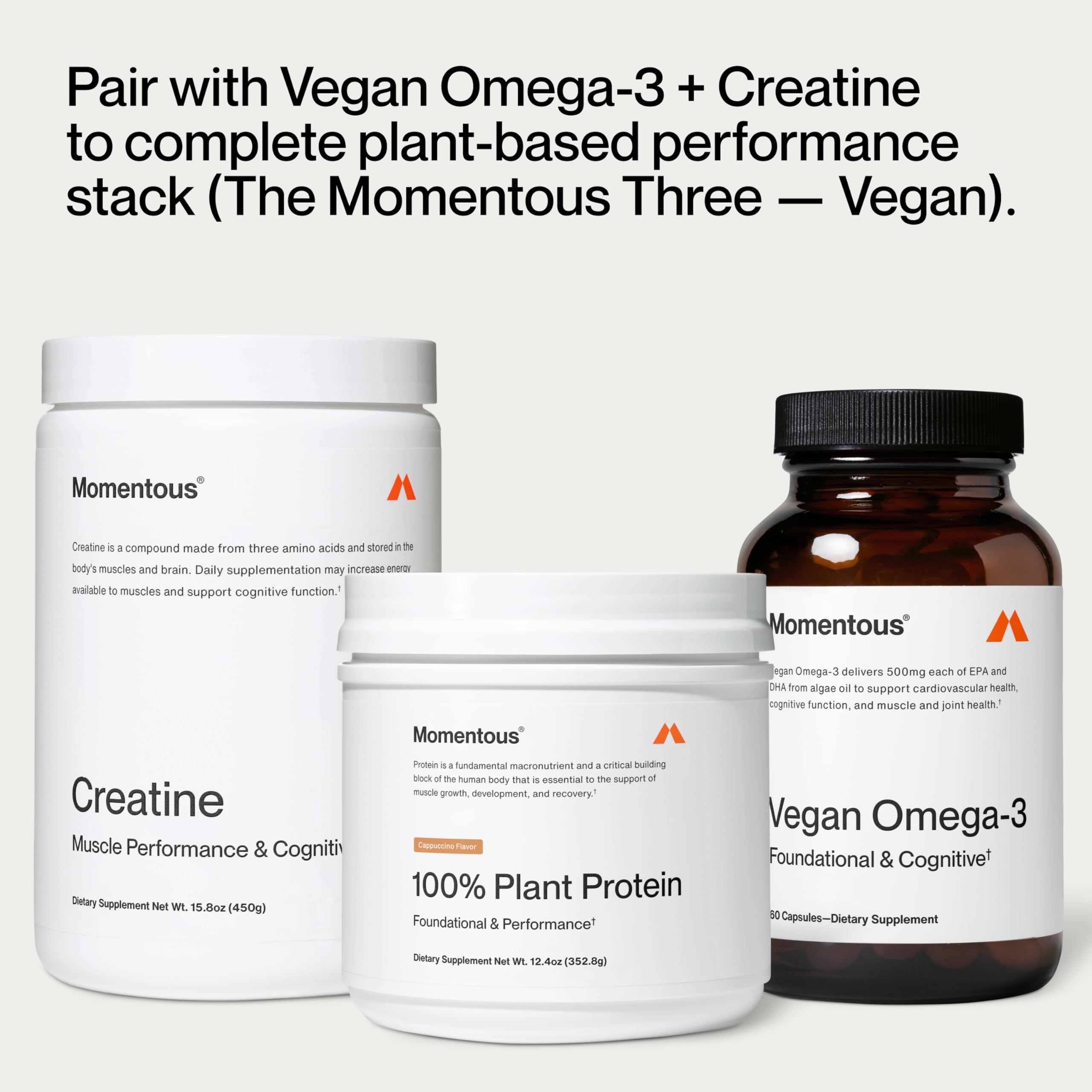 Étiquette Momentous Protéine Végétale Cappuccino certifiée NSF