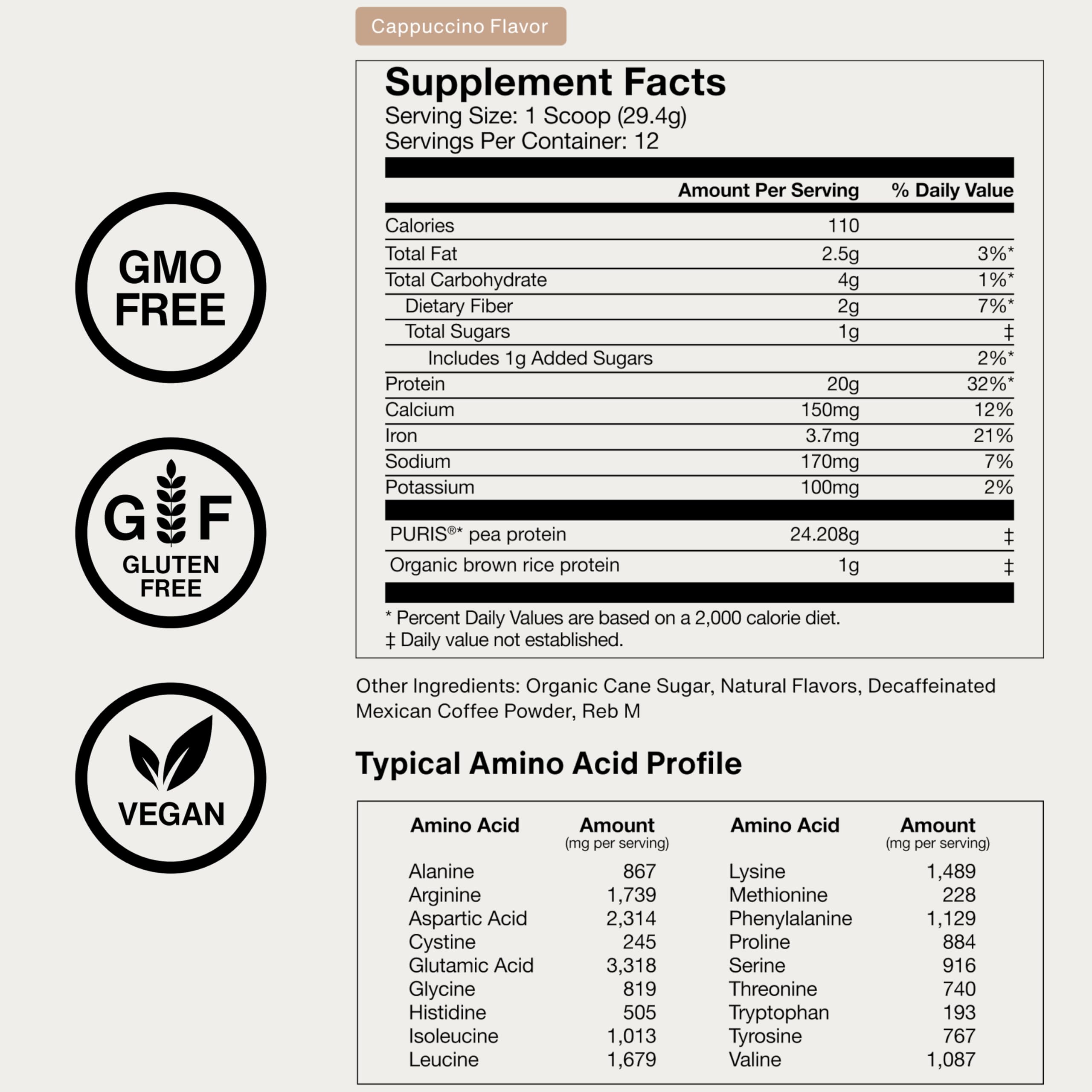 Verre de shake Momentous Protéine Végétale Cappuccino prêt à déguster