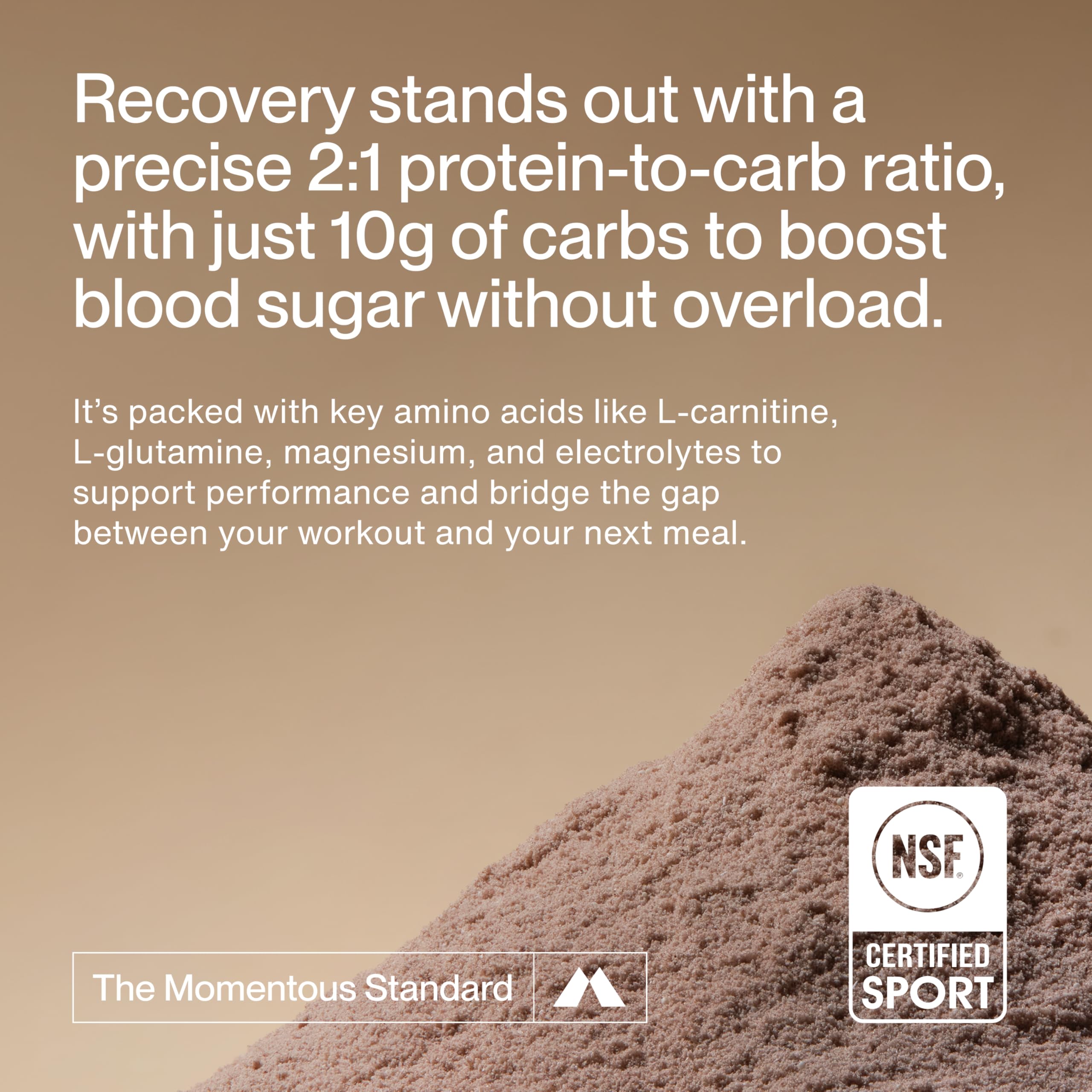 Momentous Recovery ingrédients avec L‑Carnitine pour soutenir l’énergie après l’effort.