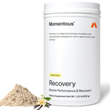 Momentous Recovery - Poudre whey vanille dans un shaker favorisant la récupération après l'entraînement