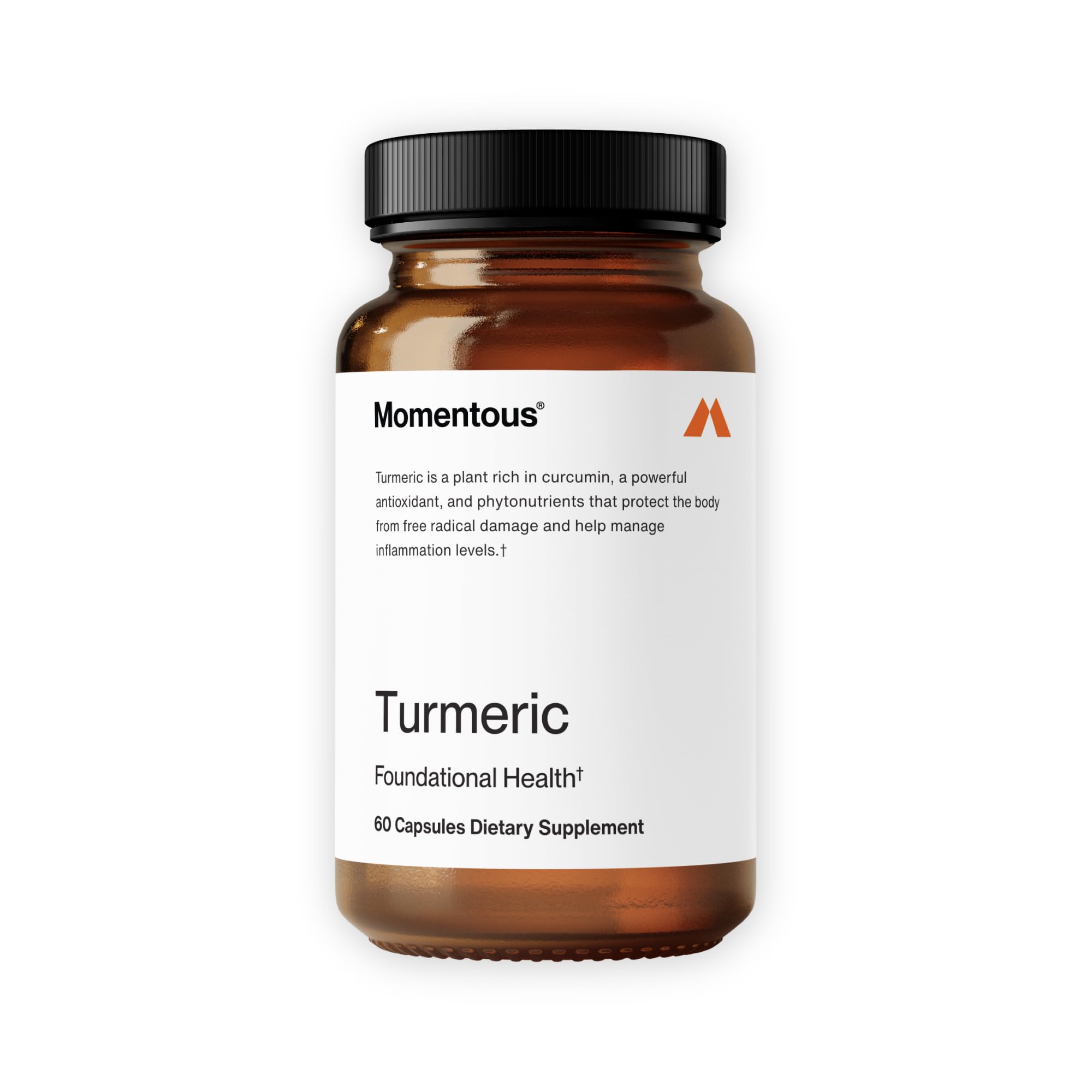 Momentous Turmeric: bouteille-emballage clair et pratique pour le quotidien.