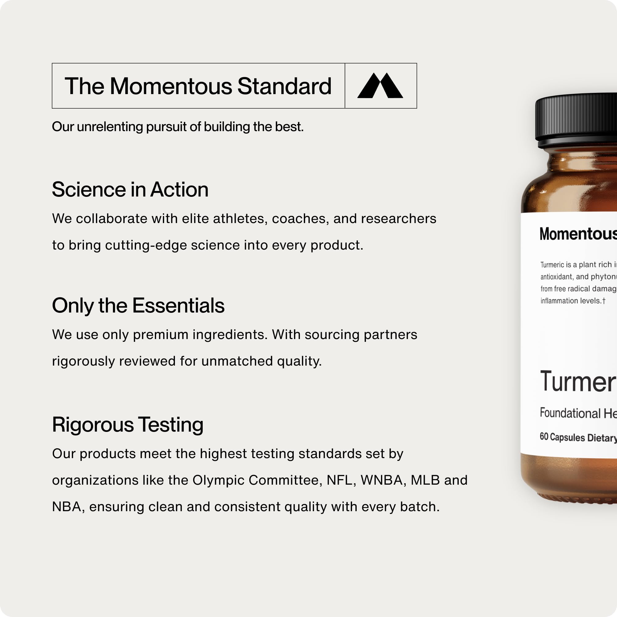 Momentous Turmeric: dosage recommandé capsules faciles à ingérer avec repas.