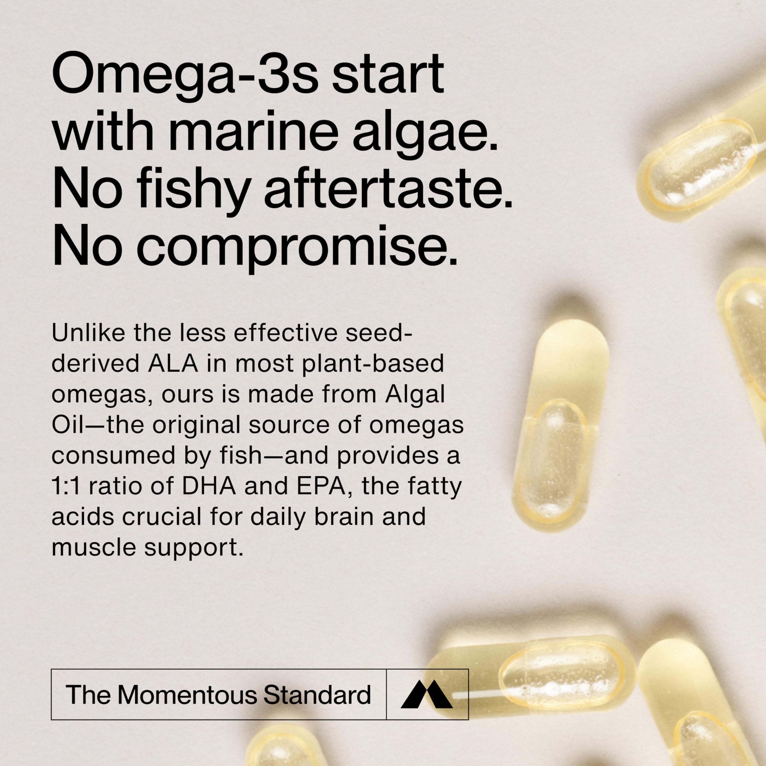 Momentous Vegan Omega-3 algue-source: source végétale favorisant la récupération après l’effort.