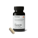 Momentous Vitamine D3 – gélules 5000IU dans la bouteille, pratique pour la routine quotidienne.