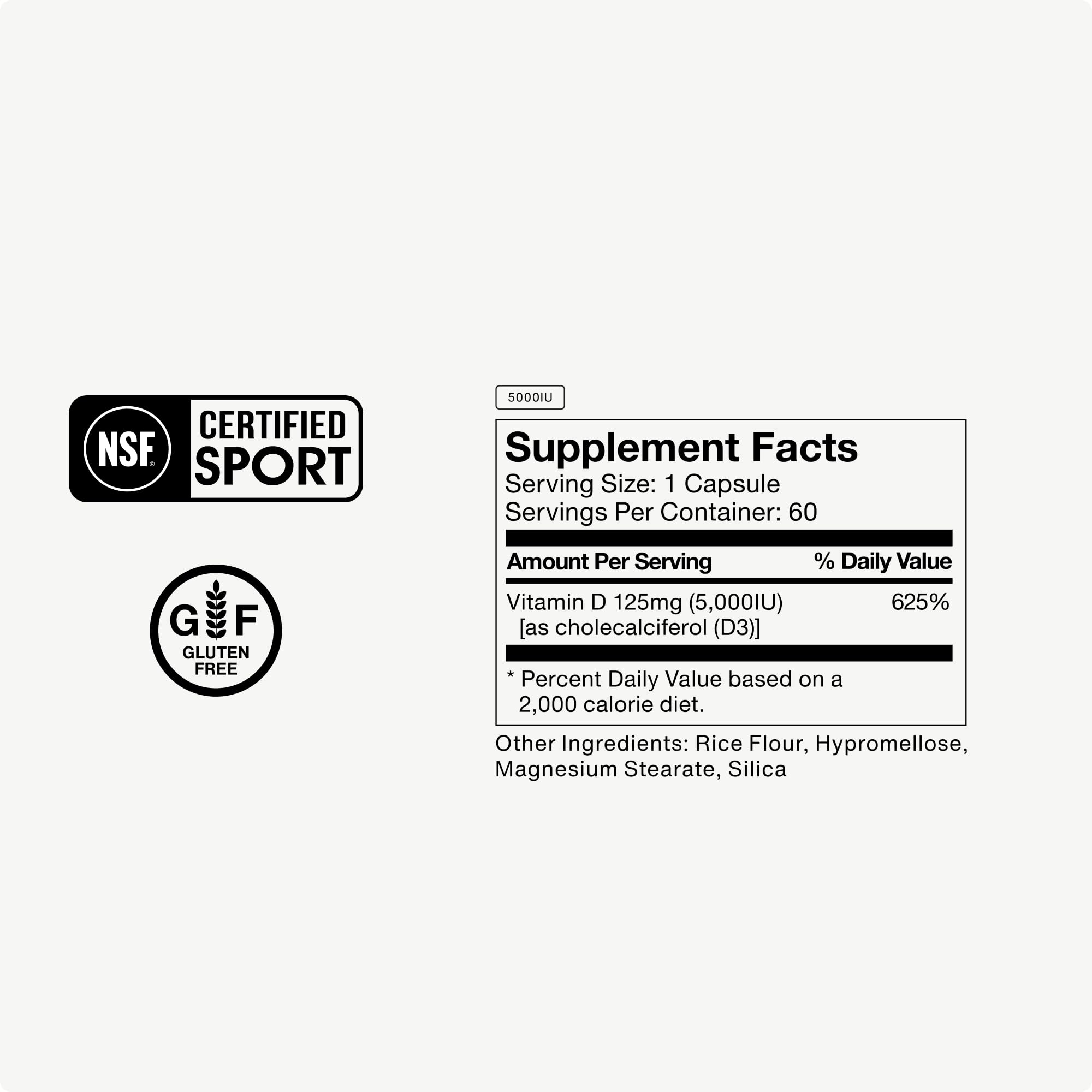 Momentous Vitamine D3 – étiquette nutritionnelle claire, utile pour comparer les informations.