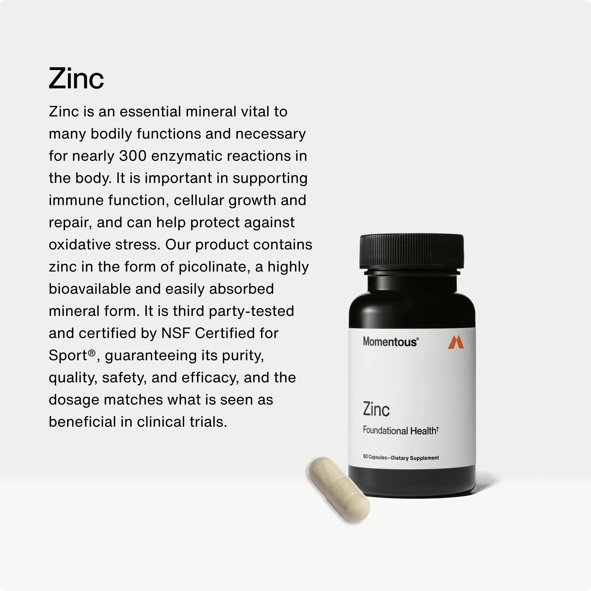 Momentous Zinc Picolinate, comprimés : formulation bio-disponible facilitant l absorption.