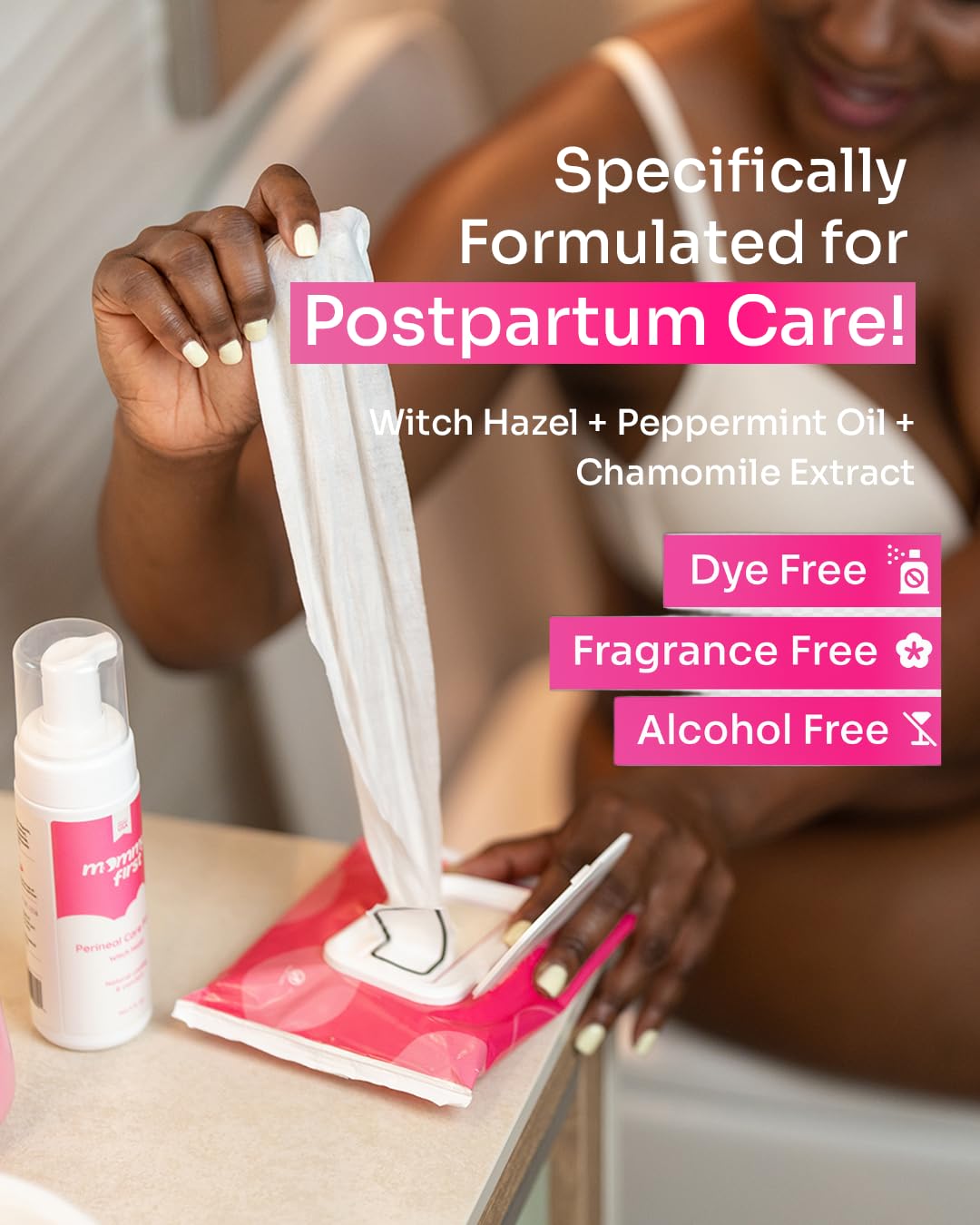 Marque Mommy First – Liner postpartum humides, pratiques et propres pour usage quotidien.