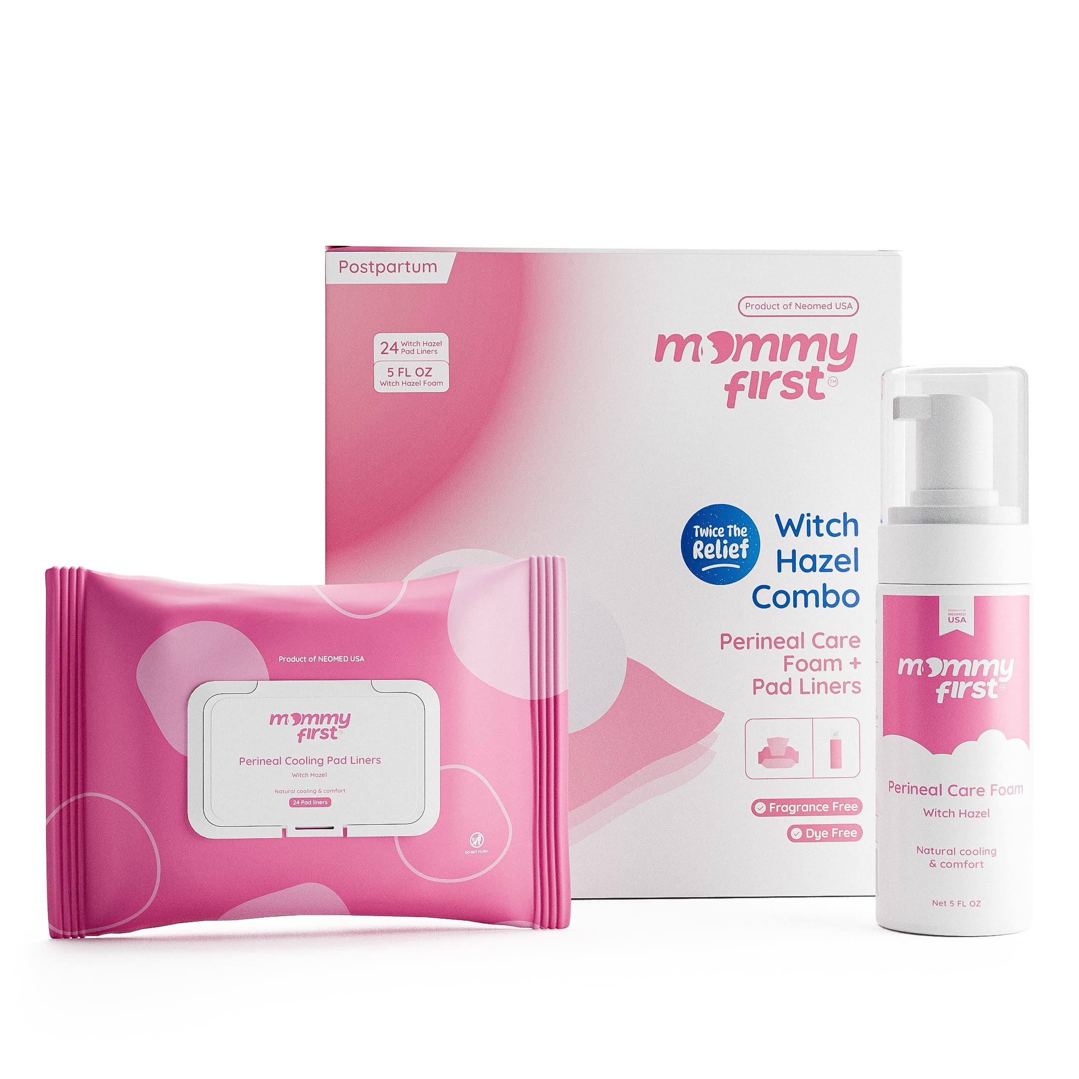 Marque Mommy First – Mousse hamamélis sans alcool apaise le soin post-partum.